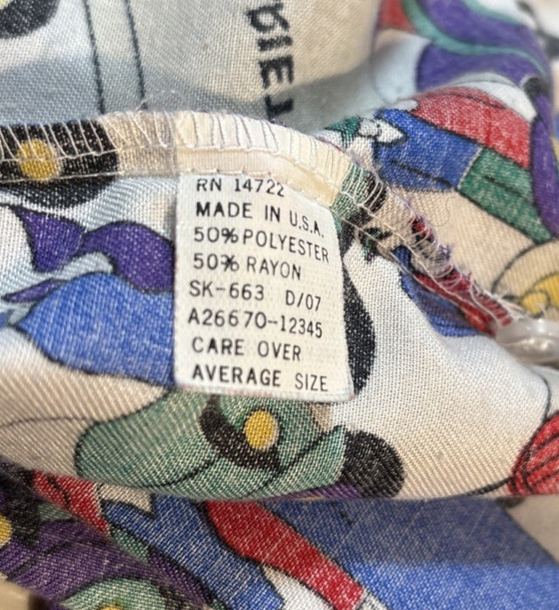 Vintage Cheryl Tiegs Sears Button Up Shirt Women 8 Stylized Print 1/2 Sleeve