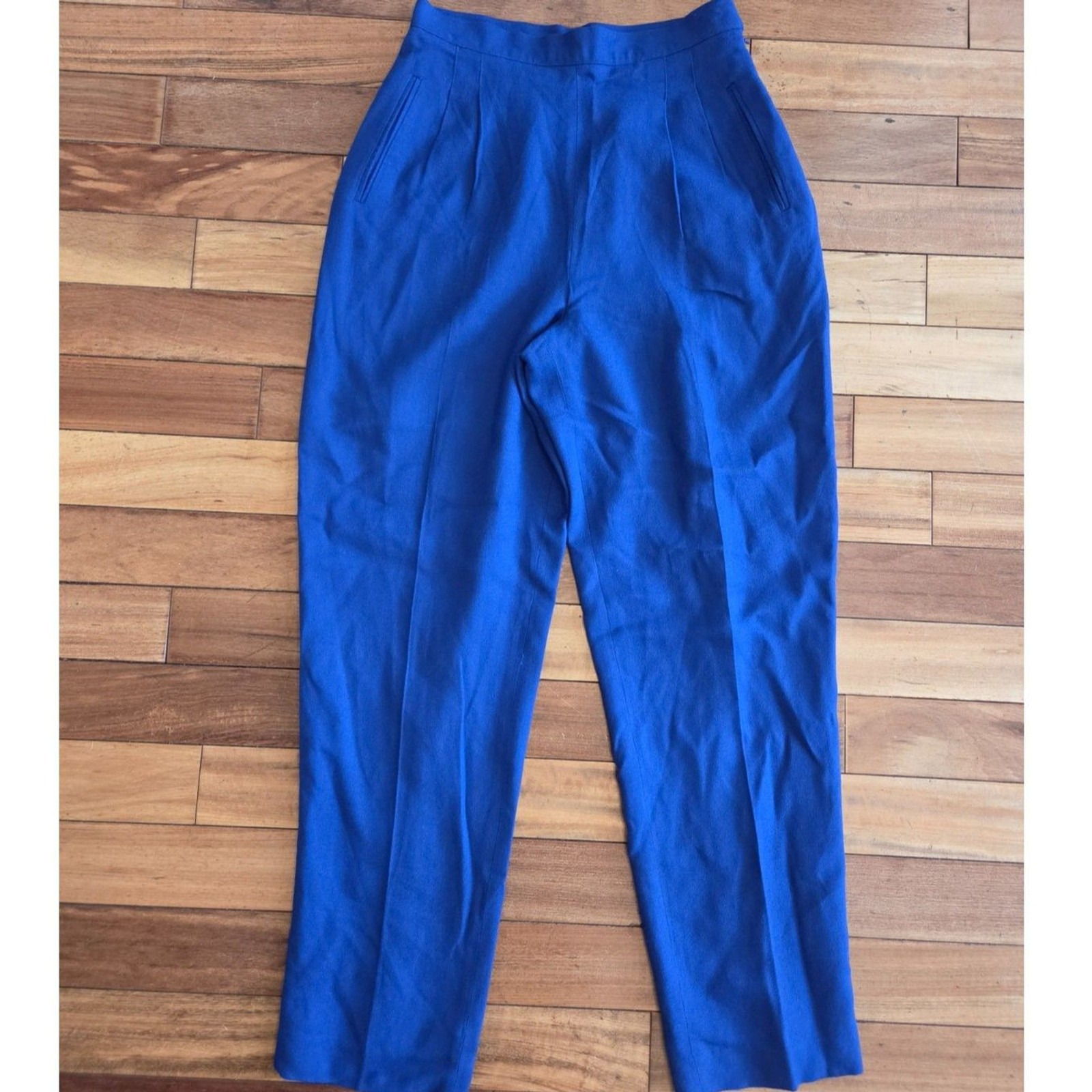 Vintage 80s 90s Women’s 10 Casual Front Pockets Tapered Ankle Pants Blue/Purple