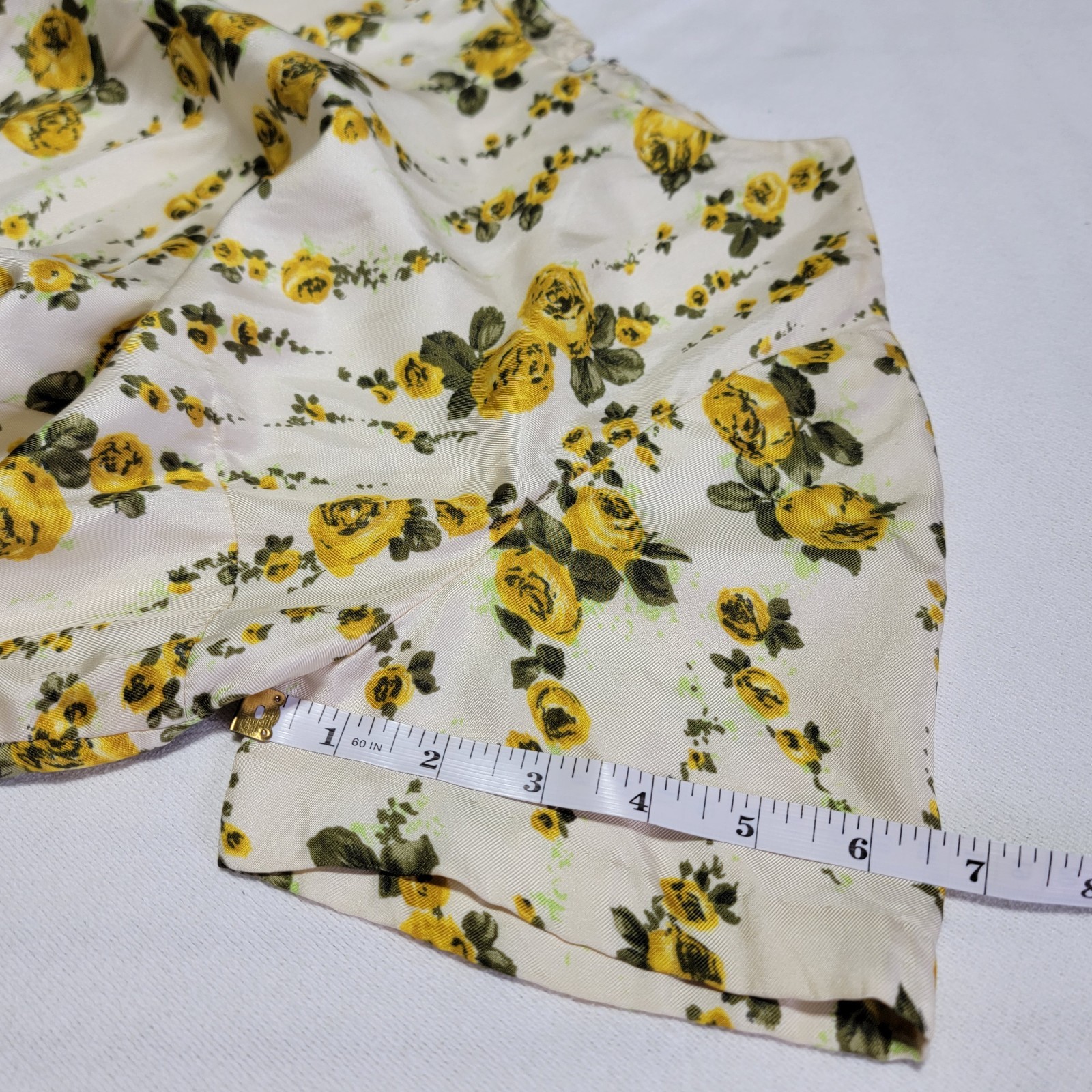 Vintage 50’s-60’s Off-White Yellow Rose Midi Summer Dress Floral Women’s Size 8