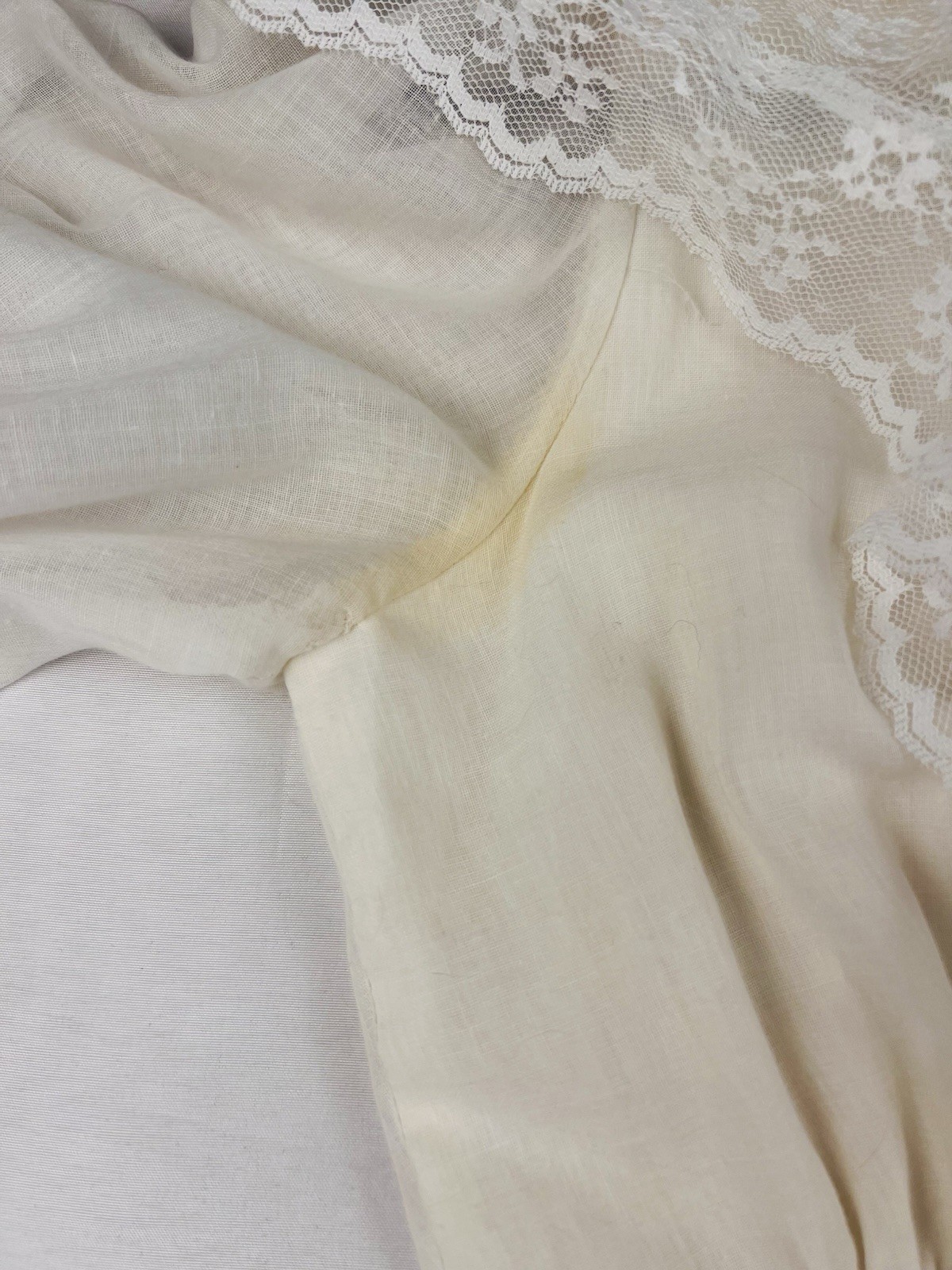 VTG 70s Candi Jones California Dress Ivory Prairie Lace Maxi Boho Cottagecore 11