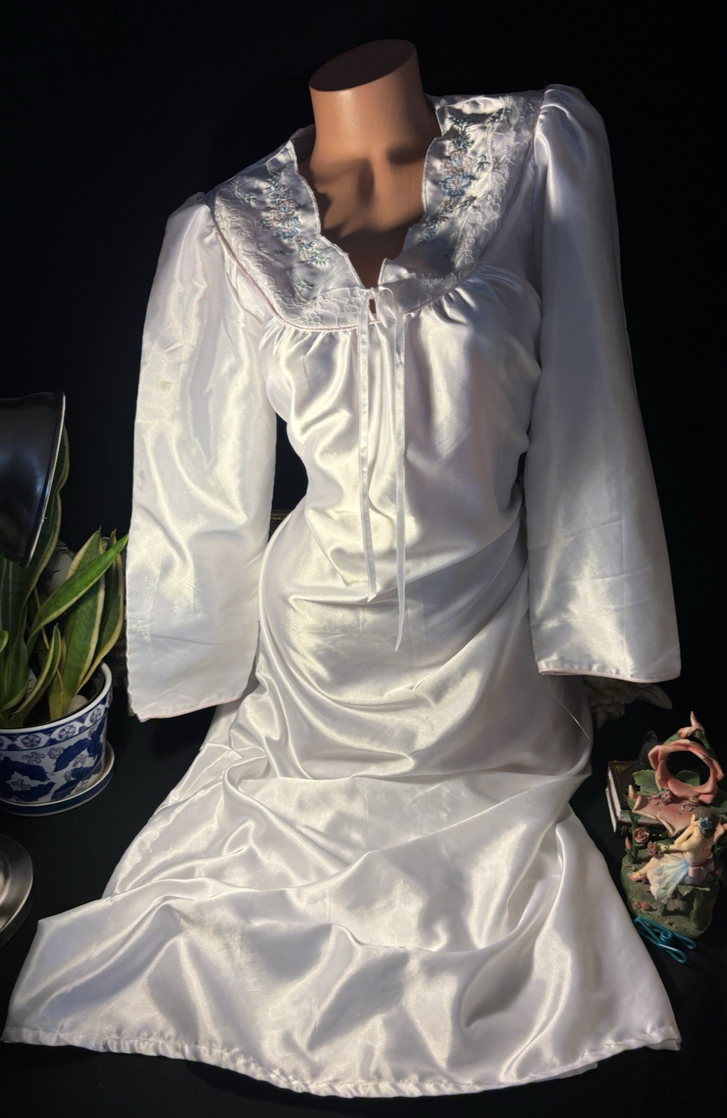 Vtg Satin Shiny White Gown Long Nightgown Vtg Sexy Anastasia Nightgown Long Gown