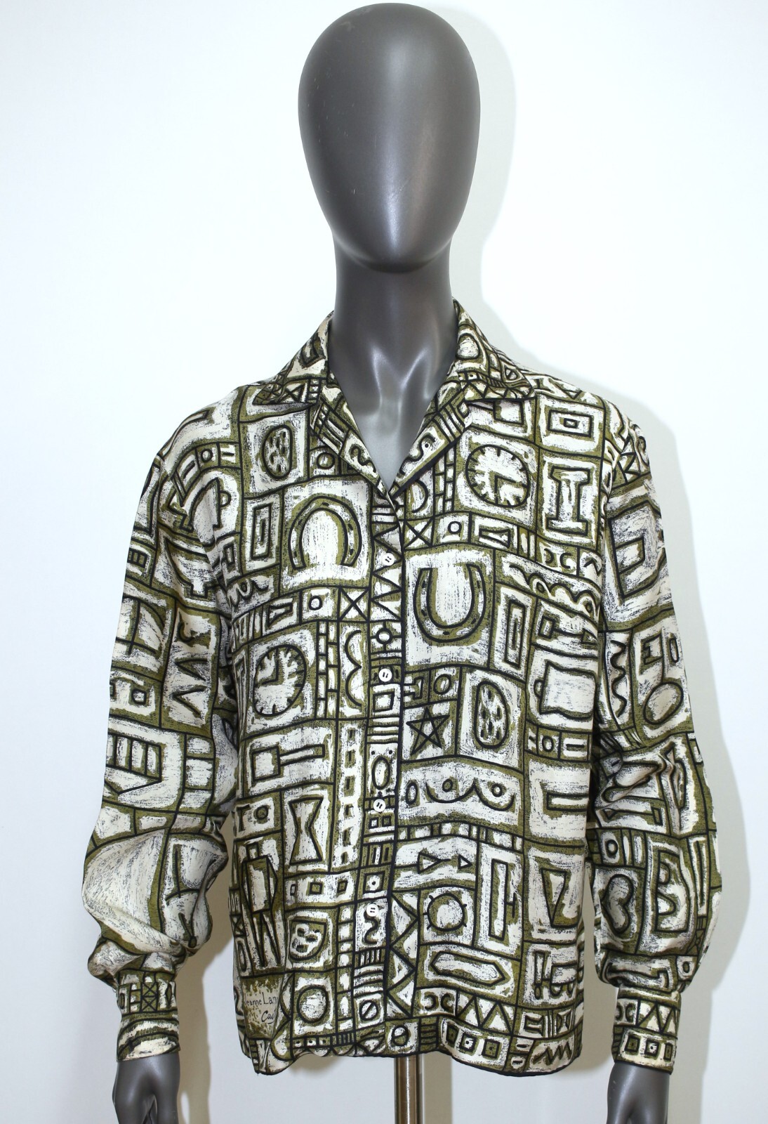 French Vintage 50/60s Gorgeous Silk Twill Blouse JEANNE LANVIN By CASTILLO Sz L
