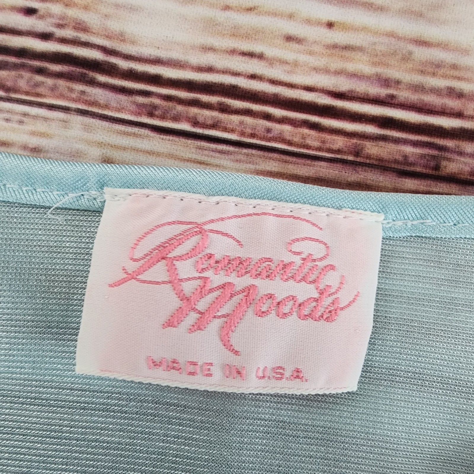 Vintage 80s Romantic Moods Nylon Nightgown Lace Trim Blue Ruffle SZ M Cottagecor