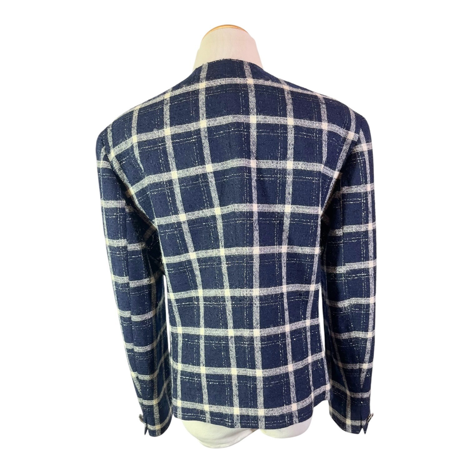 Vintage Pendleton Size 10 Button-Front Plaid Wool Jacket Blue Silver