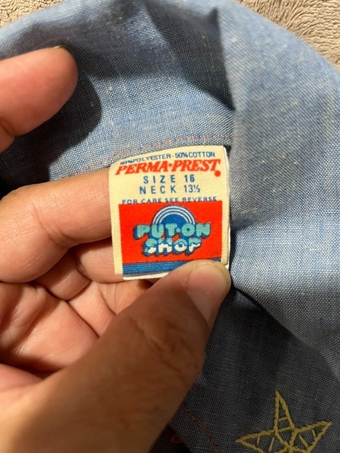 VINTAGE WESTER SHIRT FOR WOMENS EMBROIDERY PALM AND SUN ON BACK