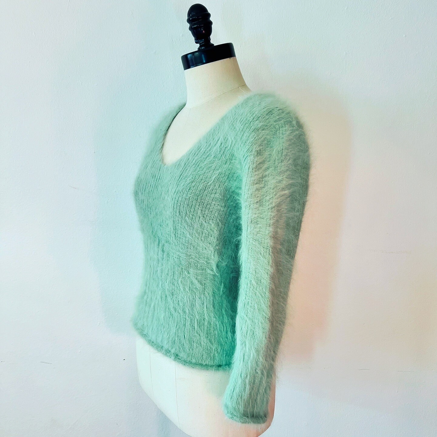 FLUFFY MINT GREEN 90s 1990’s Vintage Retro Grunge Fairycore Angora Sweater M