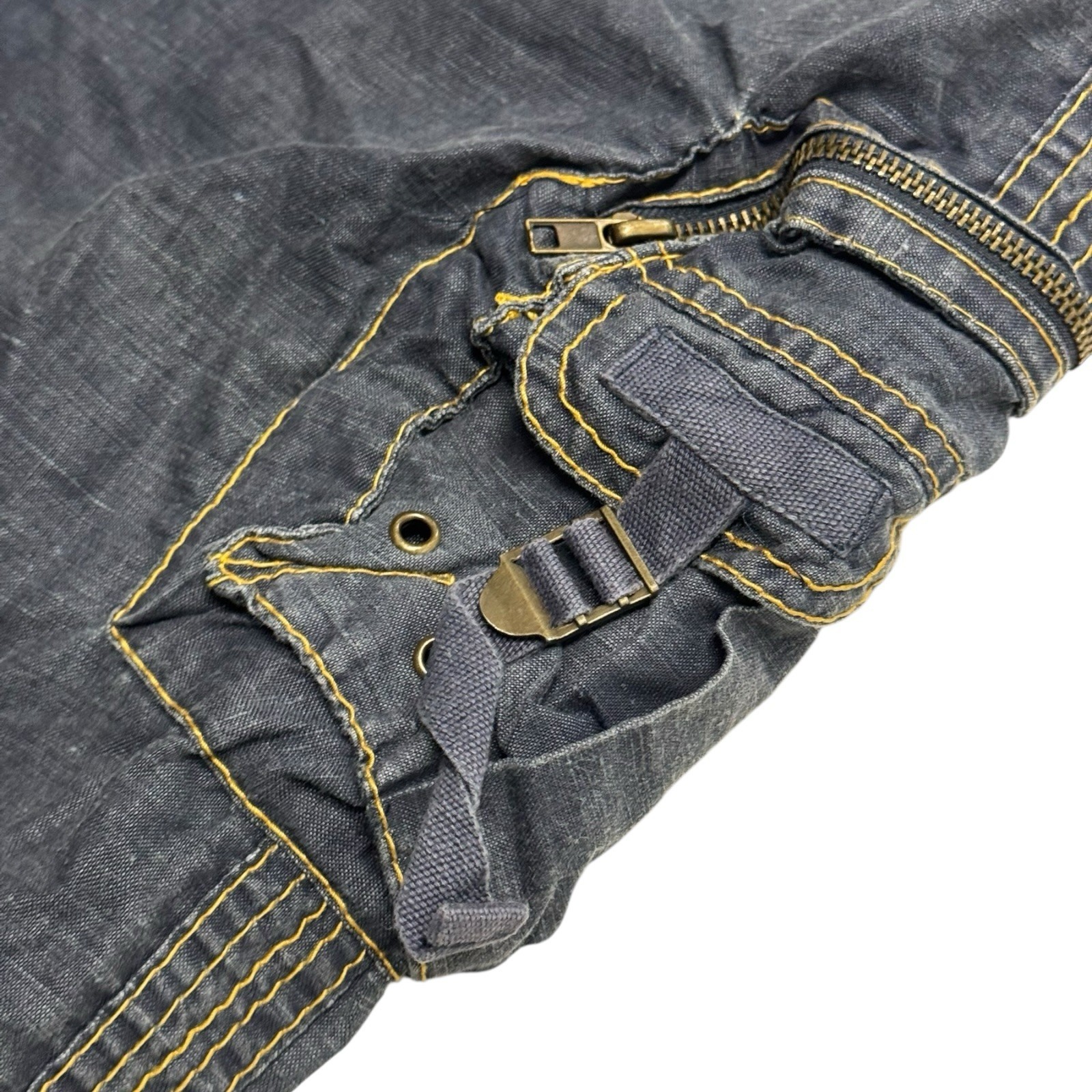 VTG Y2K Sugar Lips Women’s Blue S Cargo Drawstring Zipper Straps Parachute Pant
