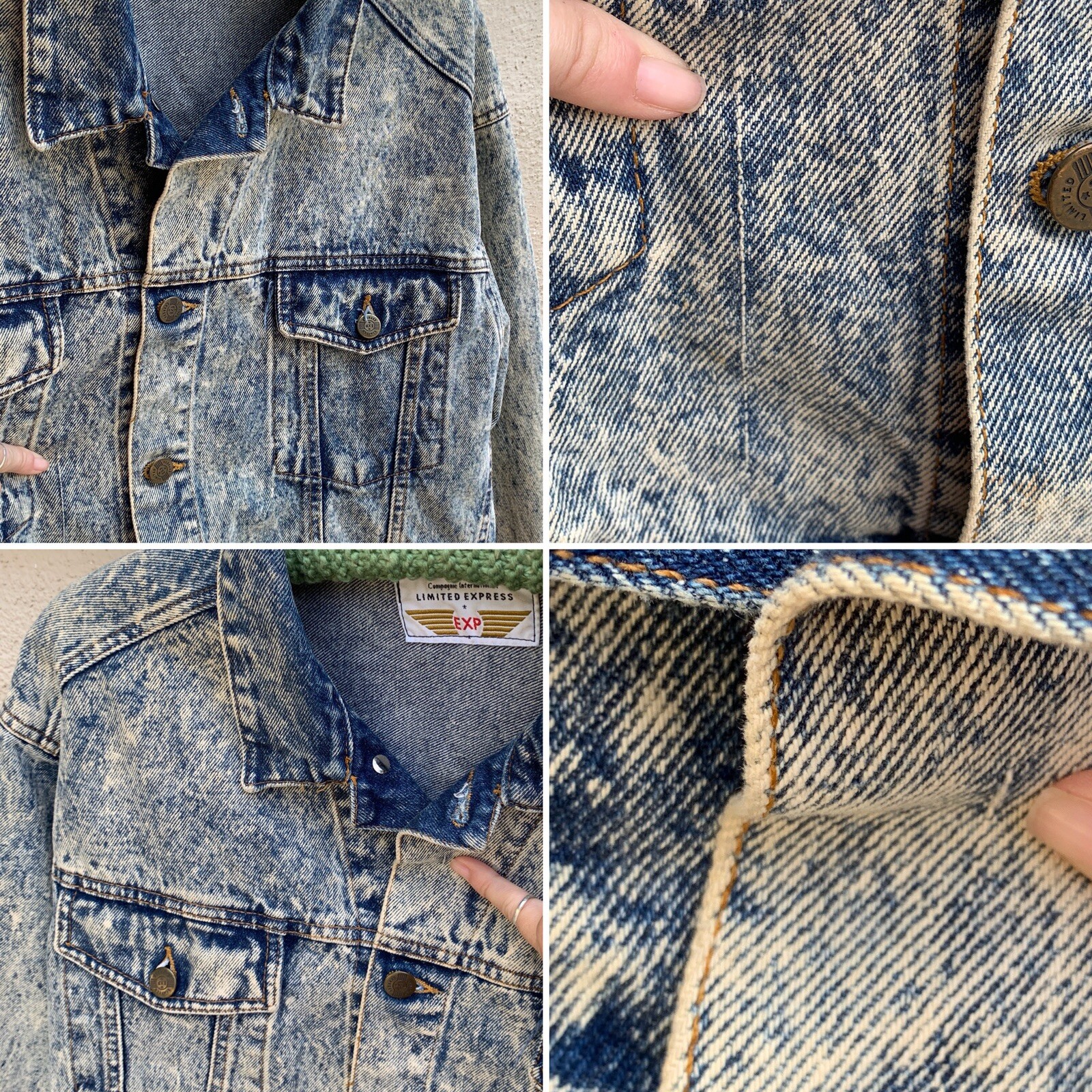 Vintage Cropped Denim Jacket Acid Wash Limited Express EXP Sz 2 (medium) 80s