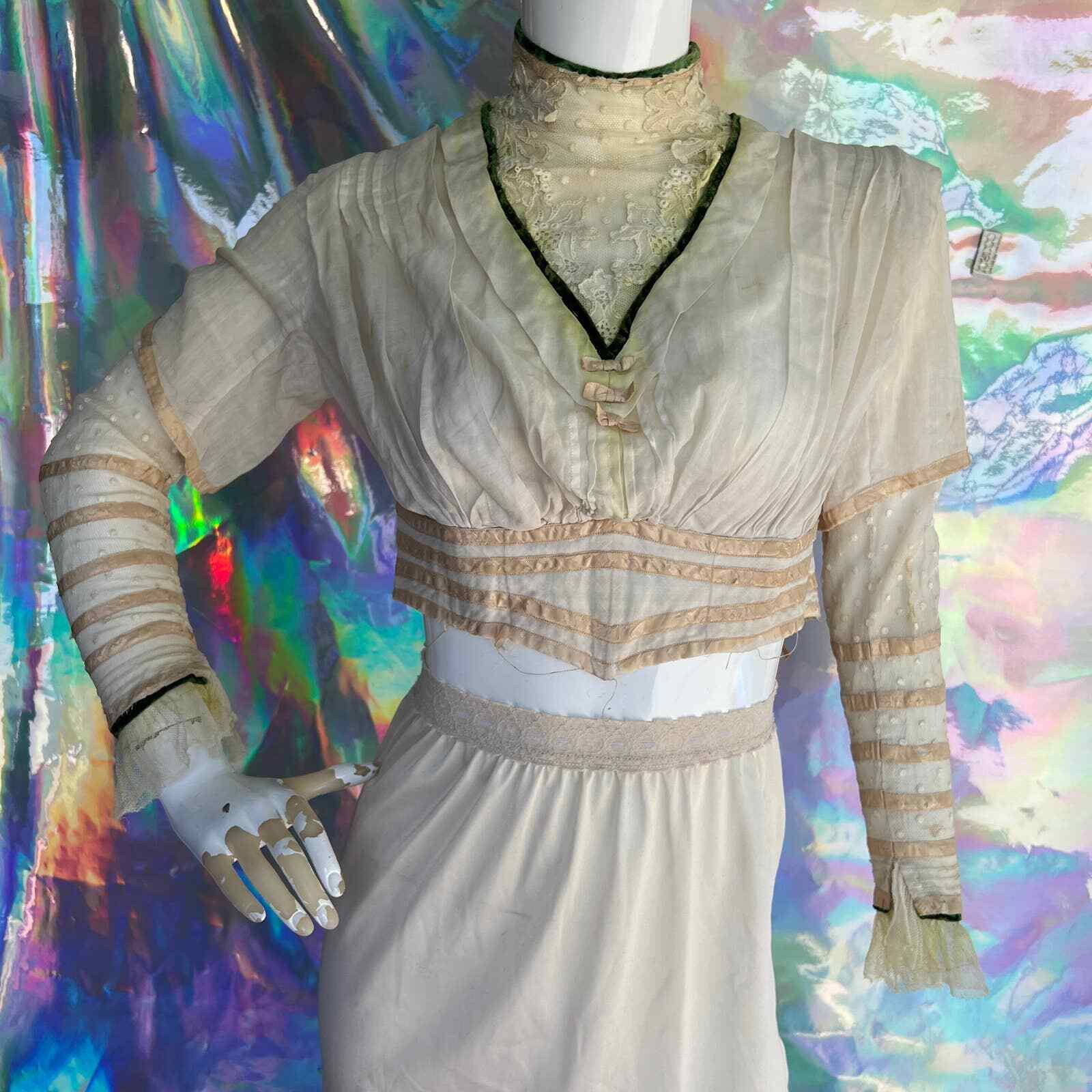 Victorian Cream Long Sleeve Corset Waist Blouse