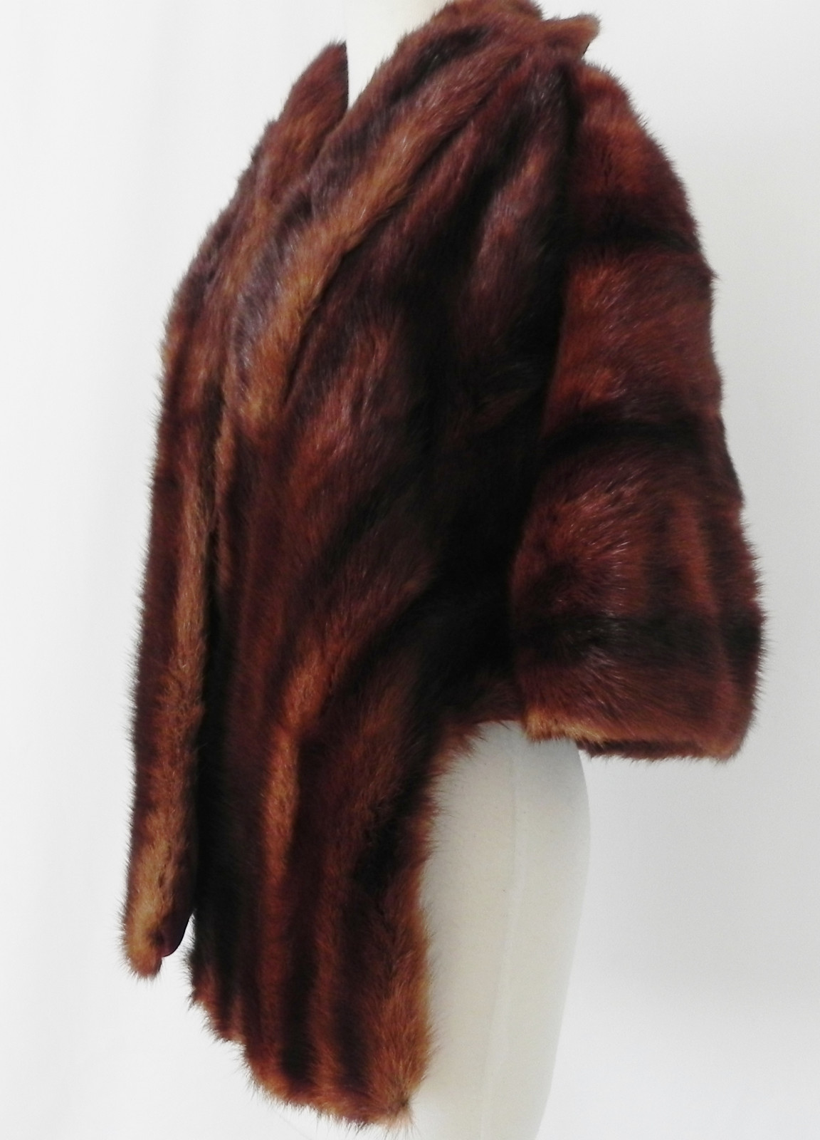 Vtg Kerrybrooke Mink Stole Mahogany/Brown Satin Lining Shoulder Straps Size L