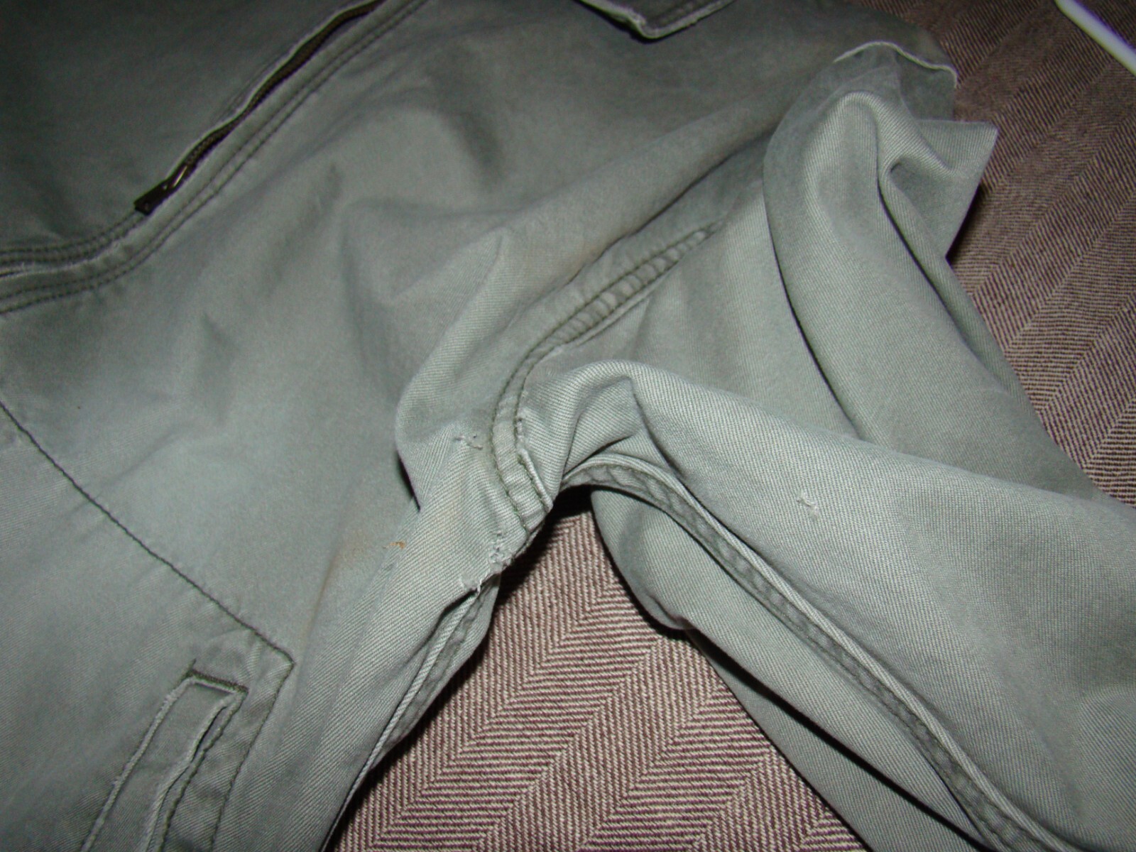 Sm Zipper Pockets Cotton Pale Tinted Army Green American Eagle Jacket