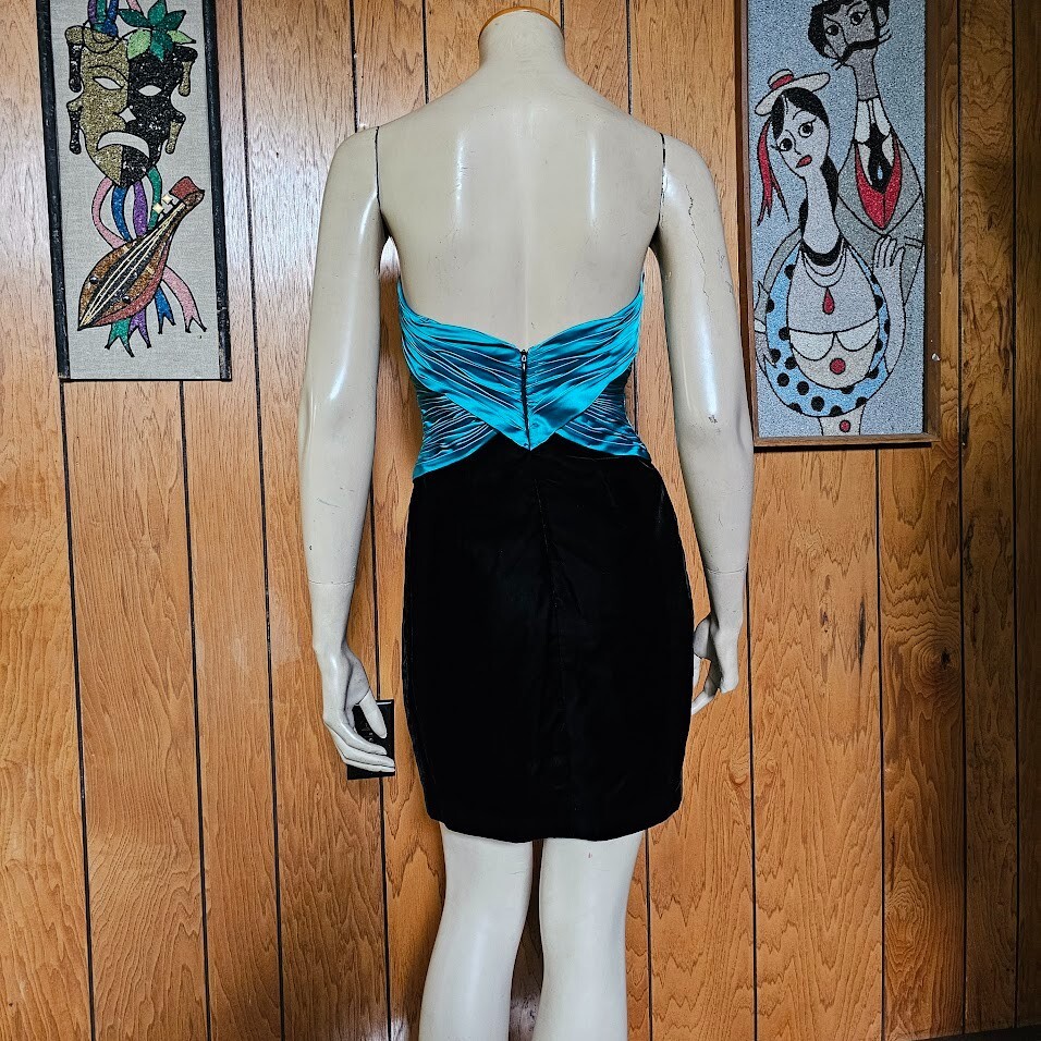 Vintage Vicky Tiel Paris Couture Strapless Corset Mini Velvet Cocktail Dress XS