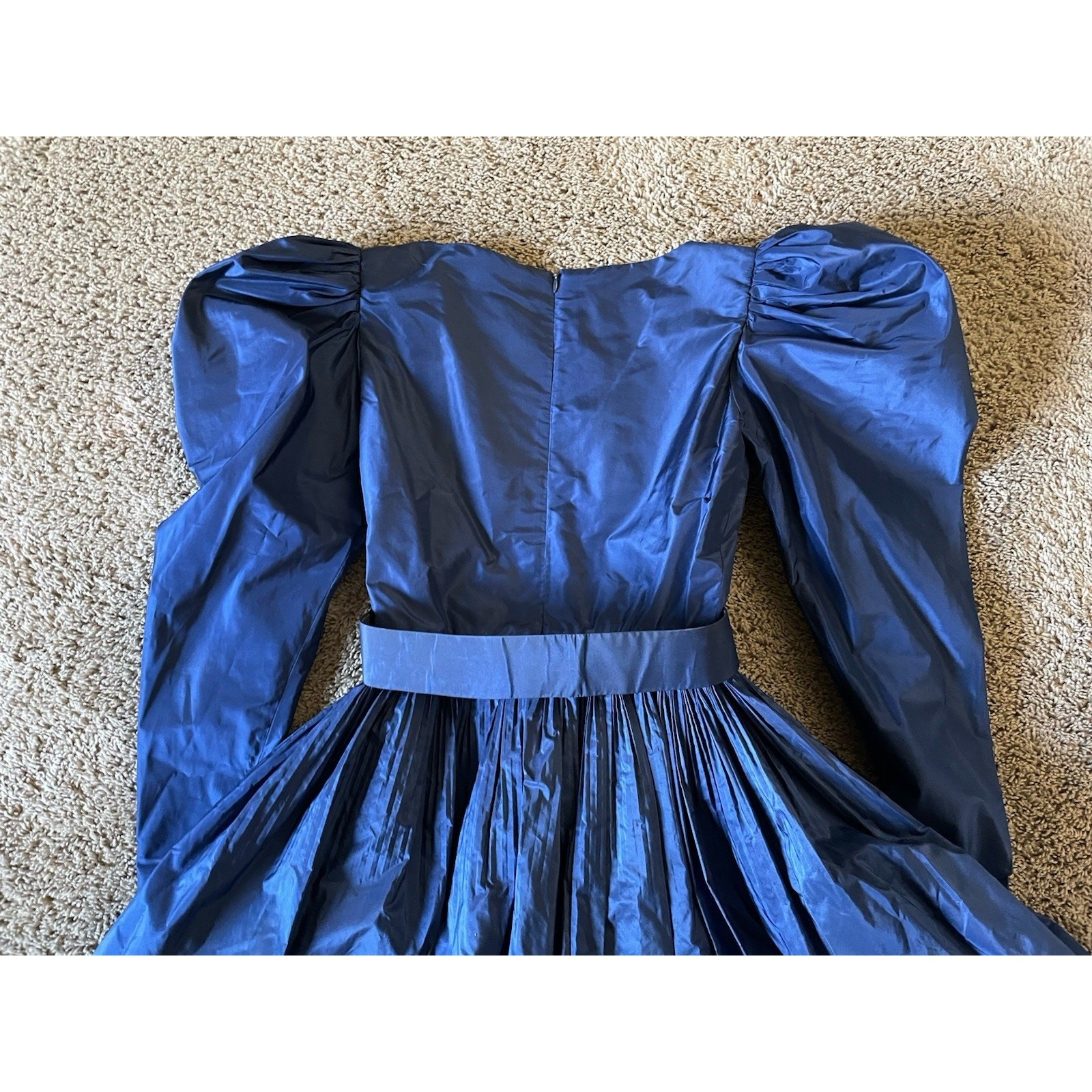 Vintage 80s Puff Sleeves Taffeta Full Skirt Prom Party Dress Jill Richards Sz 6