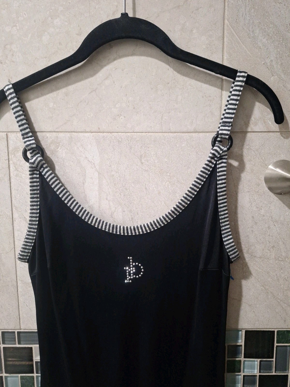 Vintage Rocco Barocco Black Slip Dress 1970s Read Desc
