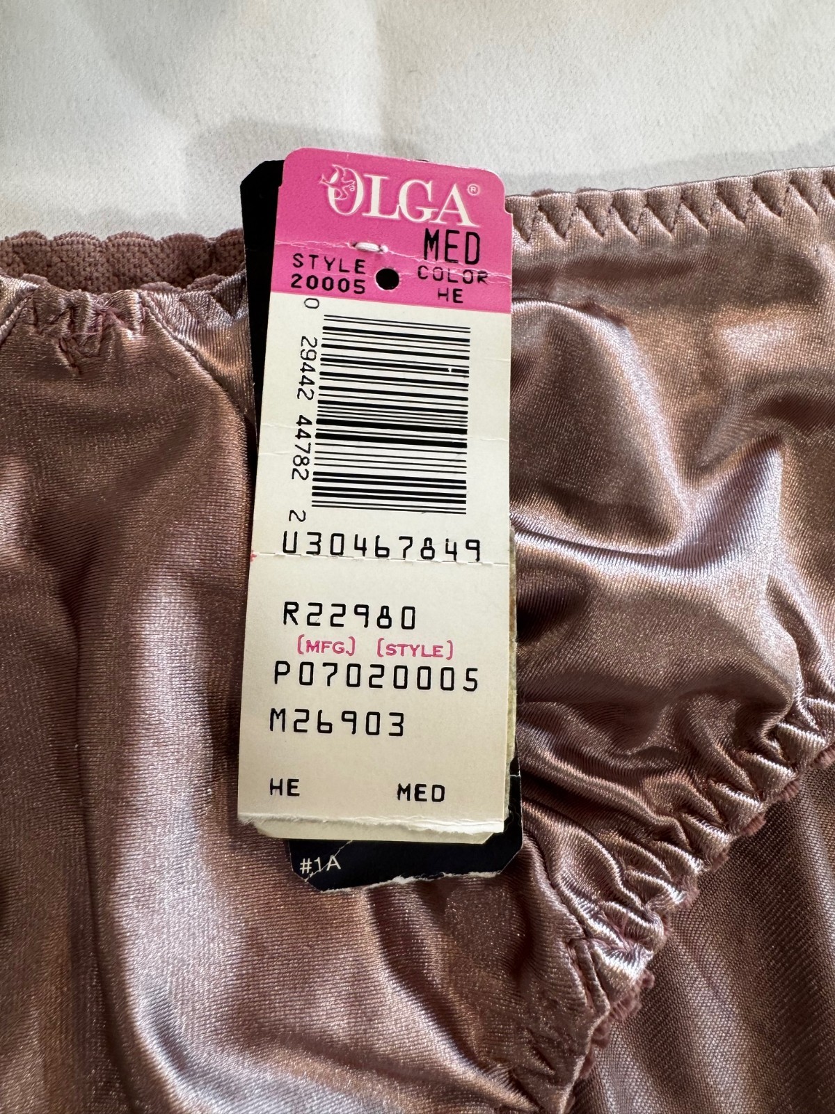 VINTAGE OLGA 20005 ROSE TAILORED BODYSATIN STRETCH HI-CUT PANTIES ~ MEDIUM
