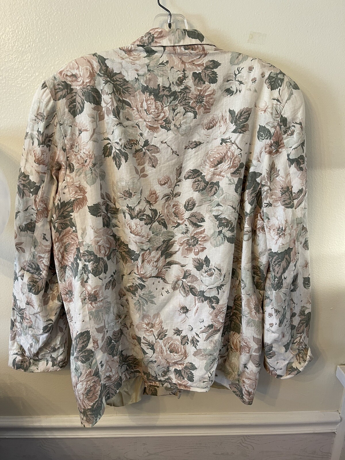 Vintage 90’s floral neutral blazer jacket PRETTY IN PINK 12 M Cottagecore Grand