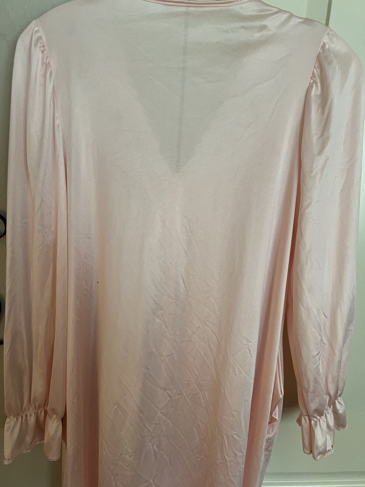 Movie Star Pink Sheer Nylon Nightgown Robe Size M Vintage USA MADE Full Length