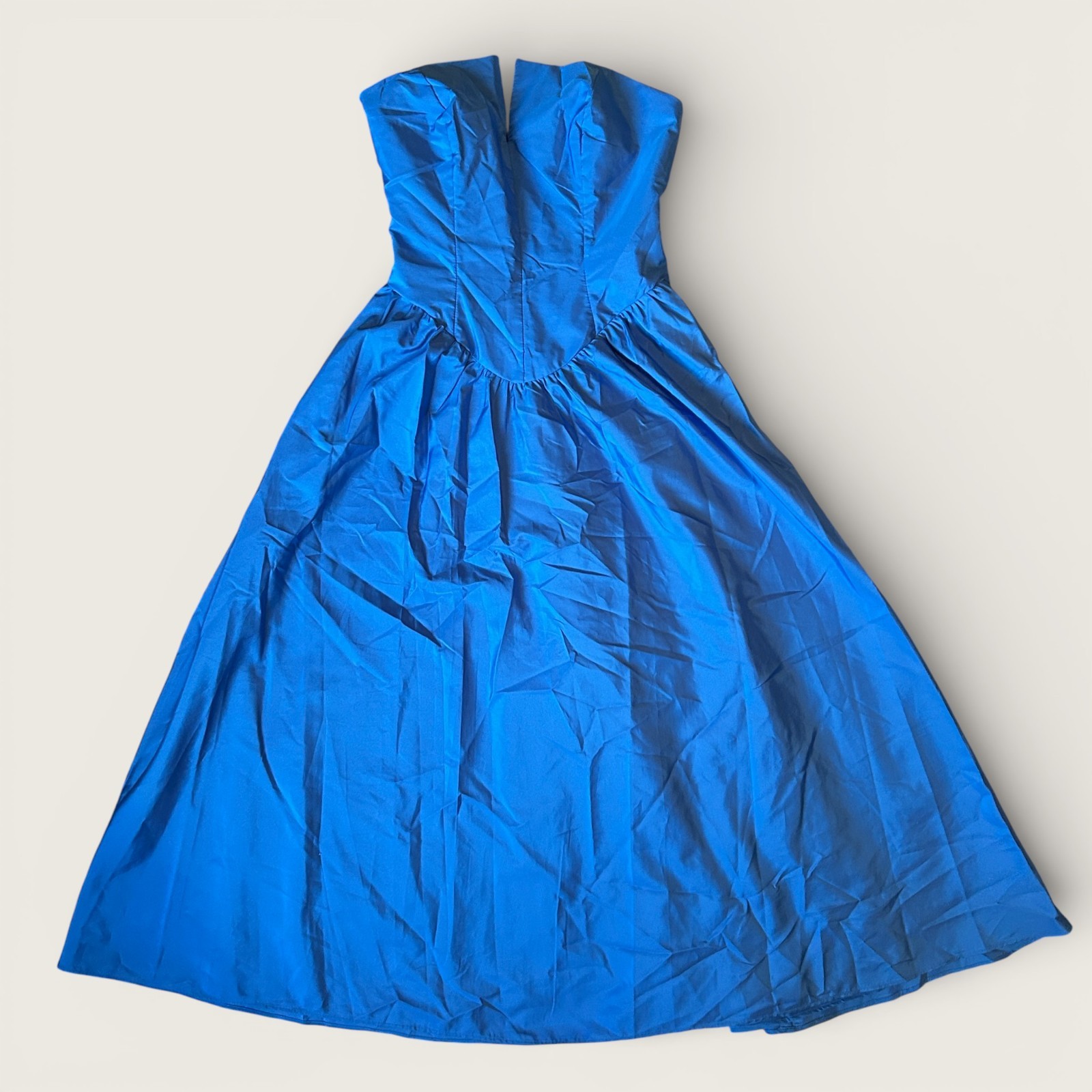 Vintage Blue Strapless Gown Dress Full Skirt Formal Union Made ILGWU