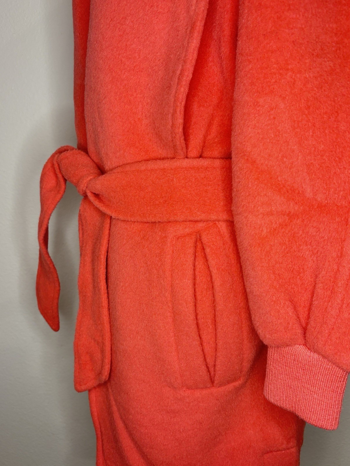 Rare VTG Claude Montana Coral Llama Cashmere Blend Oversized Robe Coat Size S/M