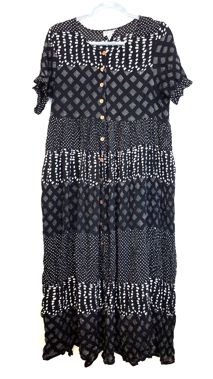 Jasmine by KVM Sheer Crinkle Dress Size Large Grunge Midi Vintage 1990s