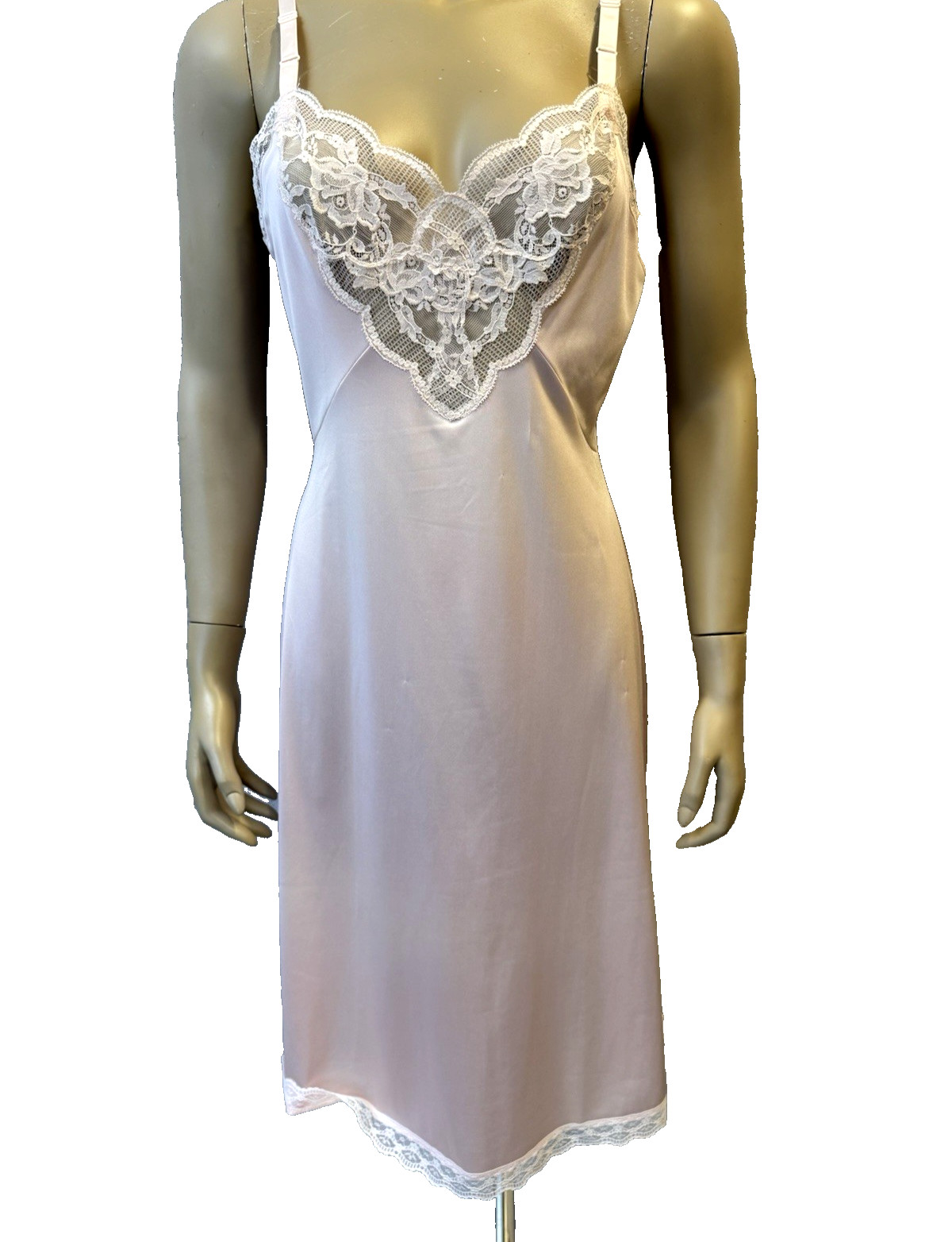 VTG Shadowline Dress Slip NEW w/Orig Tags, Peek-A-Boo Lace Mauve Pink Sexy 80’s
