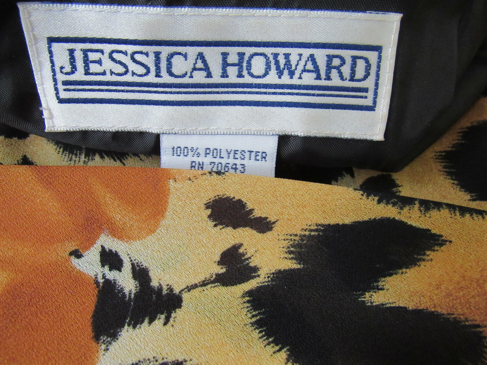 VTG 1980s JESSICA HOWARD SIZE 4 LEOPARD PRINT DRESS WITH OVERLAP POLYESTER