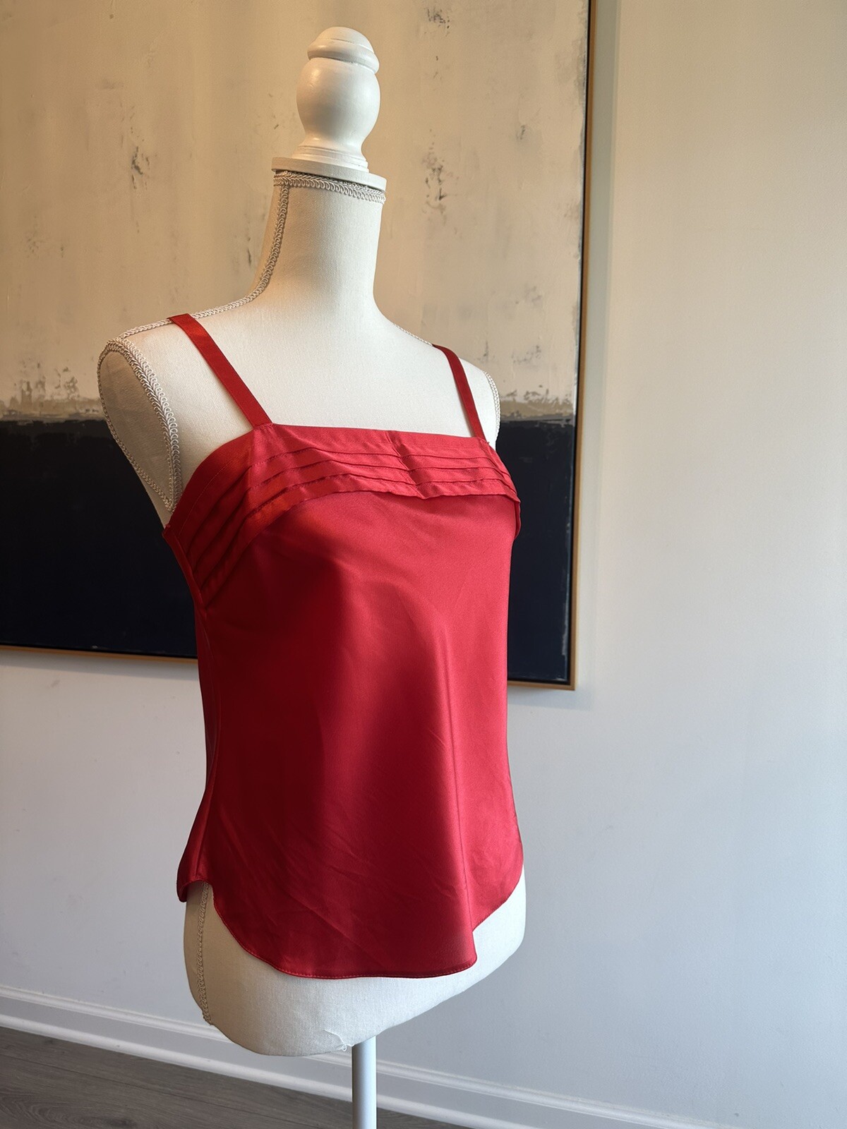 VTG 80’s RED CAMISOLE SLIP Tank Top Mob Wife Tomato Girl Quiet Luxury SZ 34