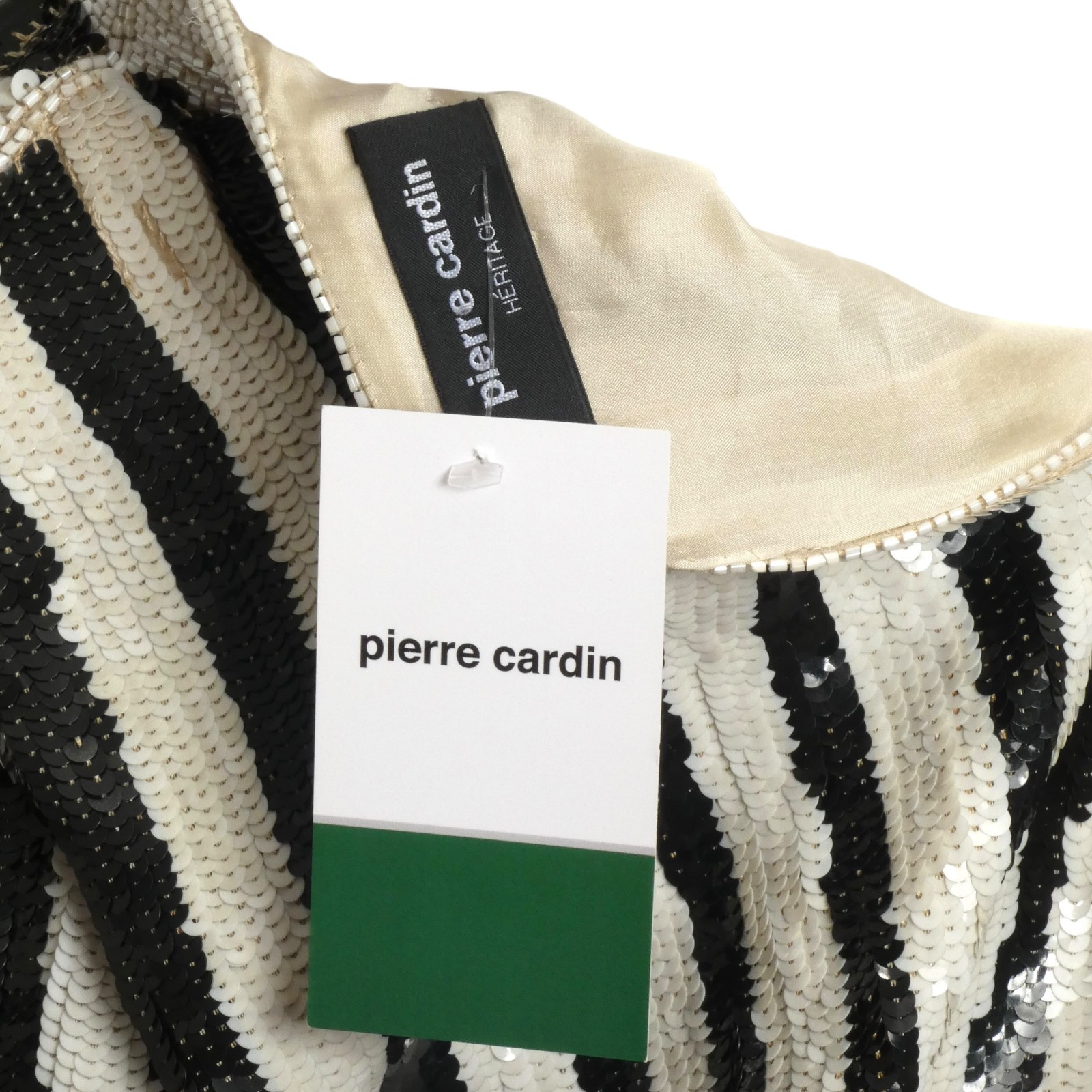 PIERRE CARDIN – 1985 Black & White Sequin Cocktail Dress, Size 10