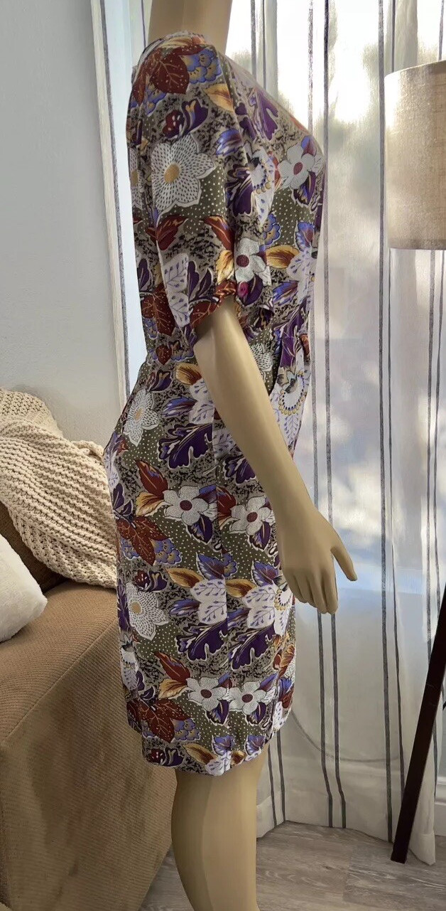 Vintage Floral Short Sleeve Pencil Dress Plus Size 18 Lorac Original Lady Carol