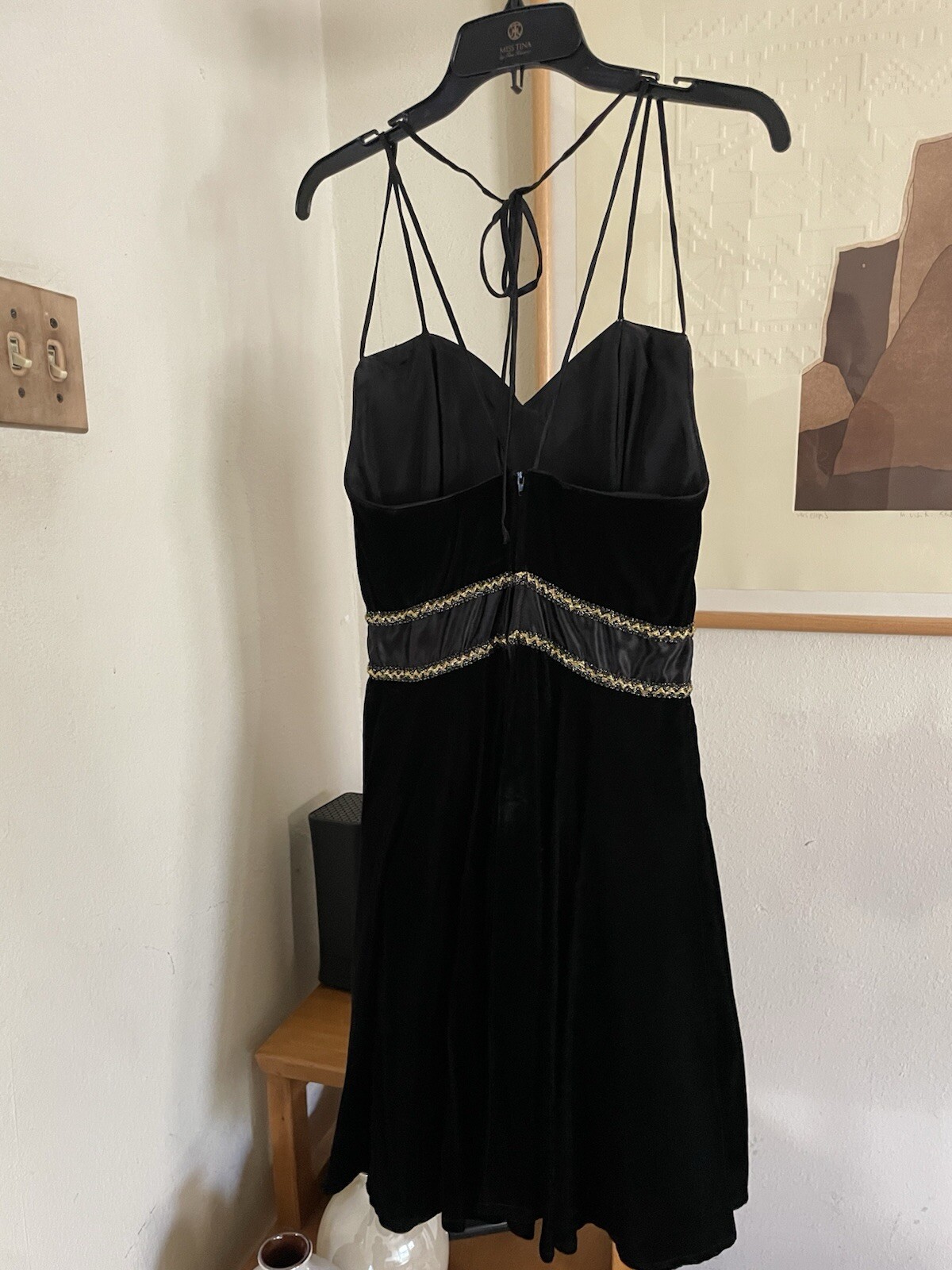 Vtg Formal Short Dress Fashion 1001 Nights Black Velvet Size 0 XS See More Info