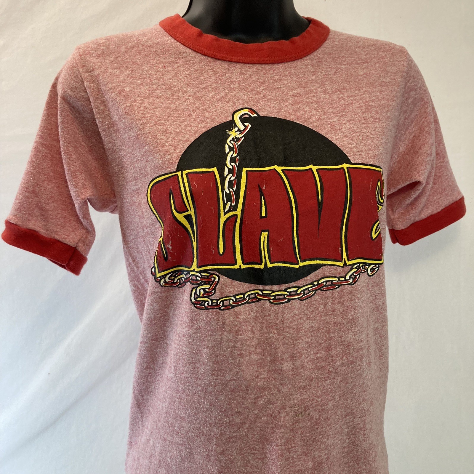 Vintage 70s Slave Band Tshirt Women’s S Single Stitch Ringer RARE Funk Soul R&B