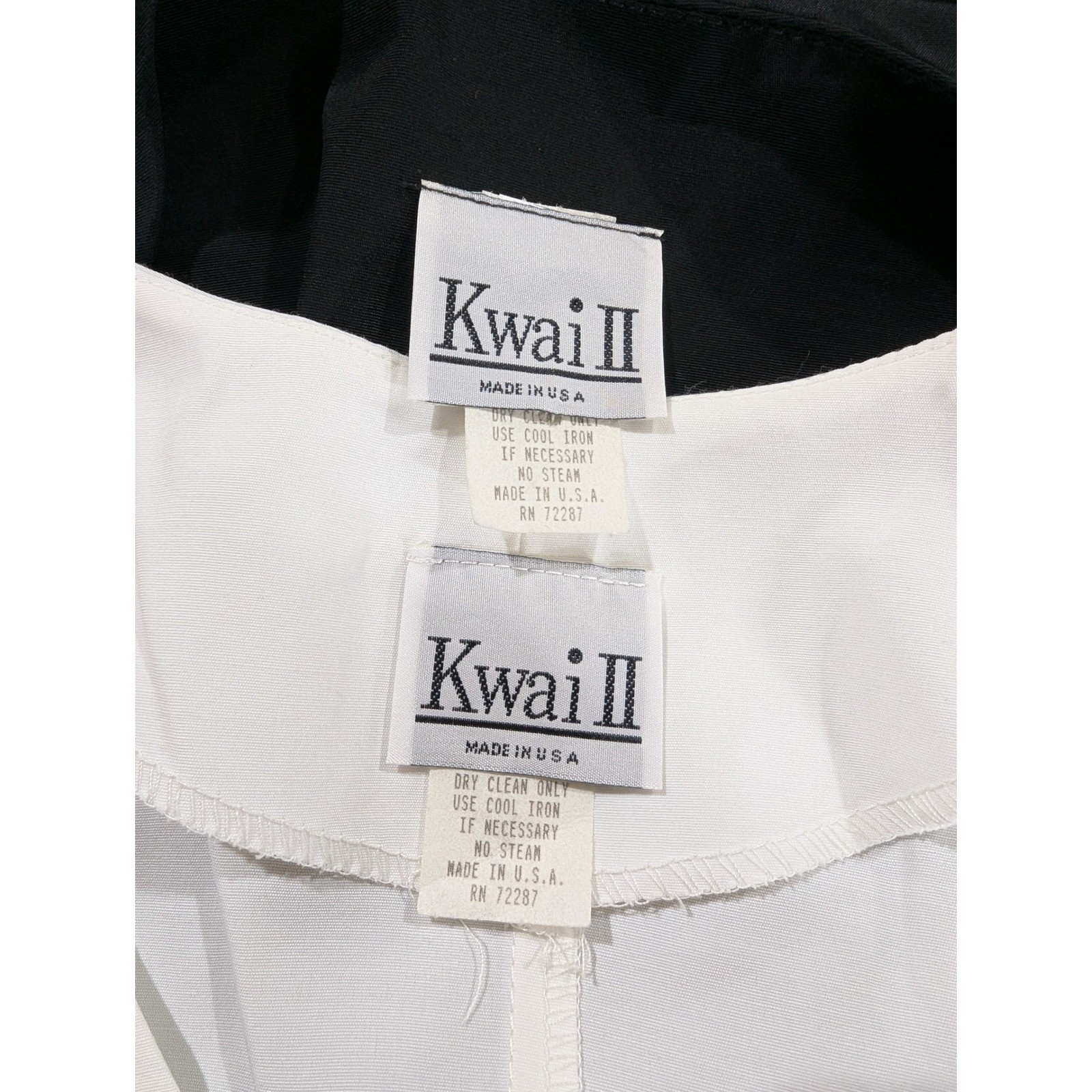Kwai II Vintage Black Blazer White Blouse Set Plus Size 18W Striped Cuffs USA