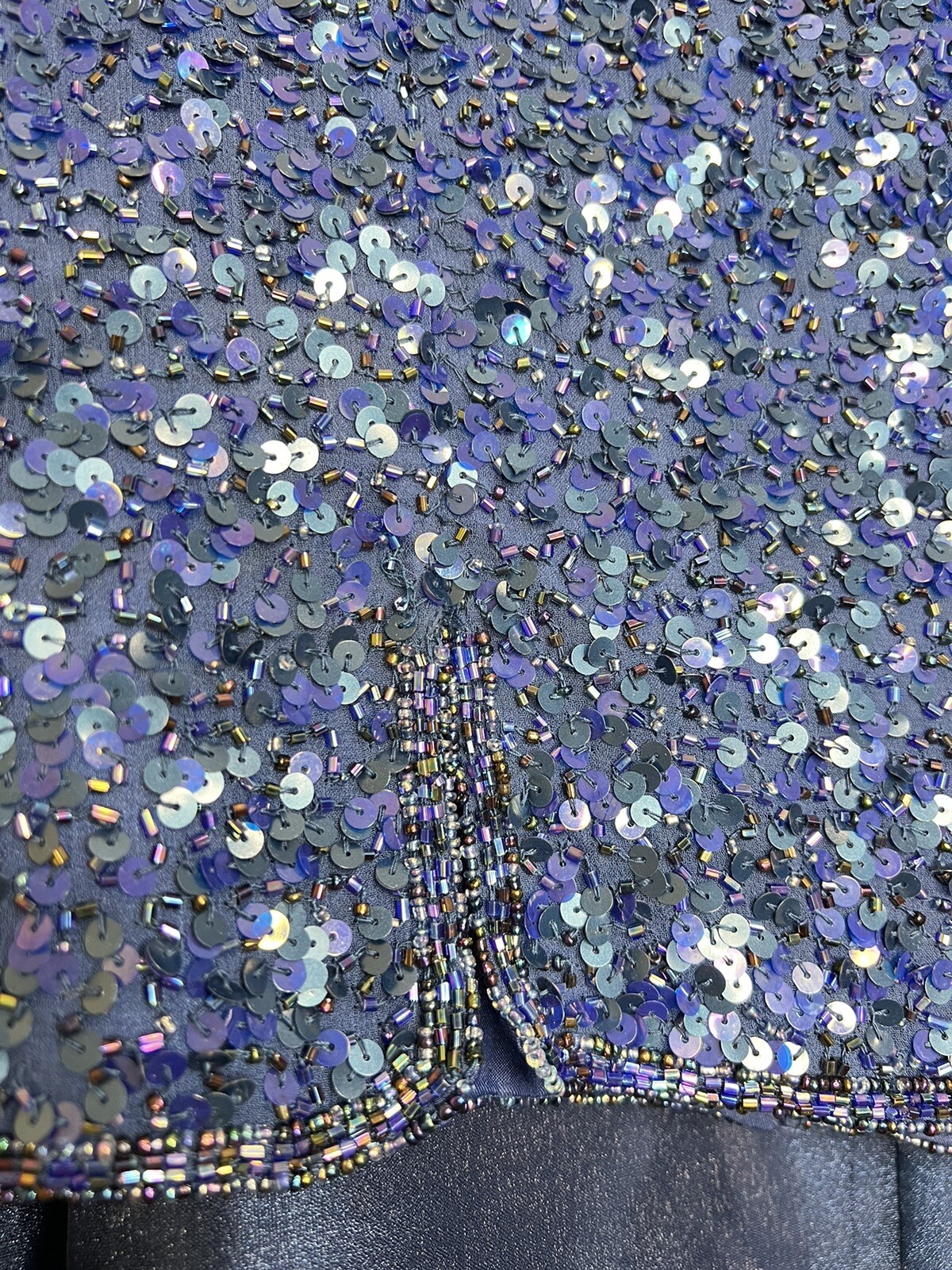 Vtg Scala Set Silk Sequin Beaded Top Organza Maxi Skirt Blue Formal Mother NWT