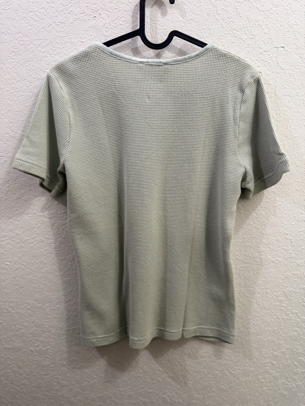 VTG Forenza Sage Green Waffle Knit T Shirt Womens Medium Cotton Blend Y2K M