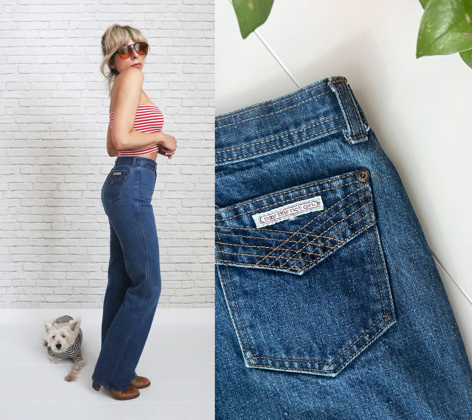 1970’s Poor Little Rich Girl Jeans | 26 Waist x 35 Length | Rare Vintage Jeans