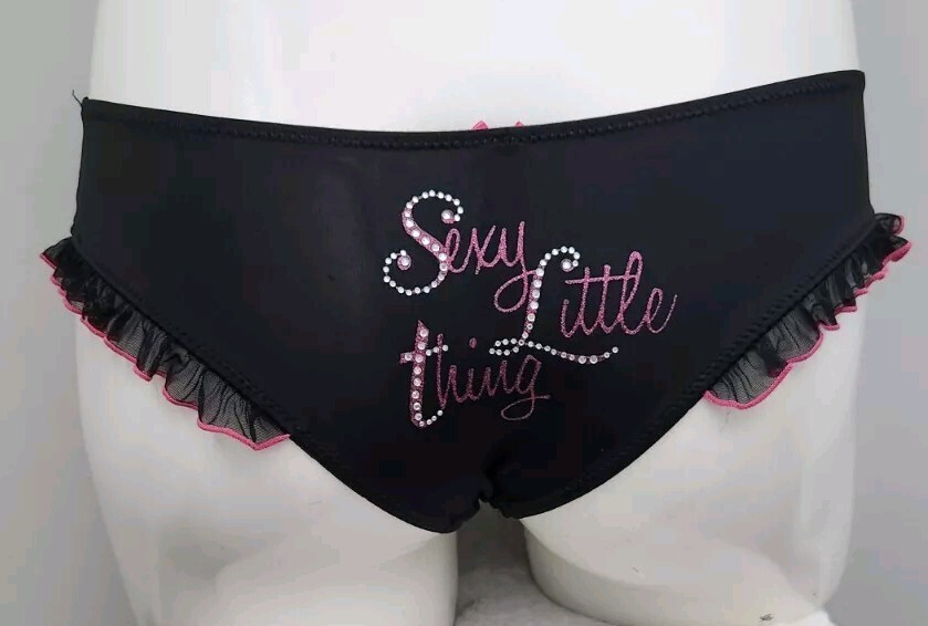 Vtg Victoria’s Secret Sexy Little Things Rhinestone Glitter Ruffled Panties! S