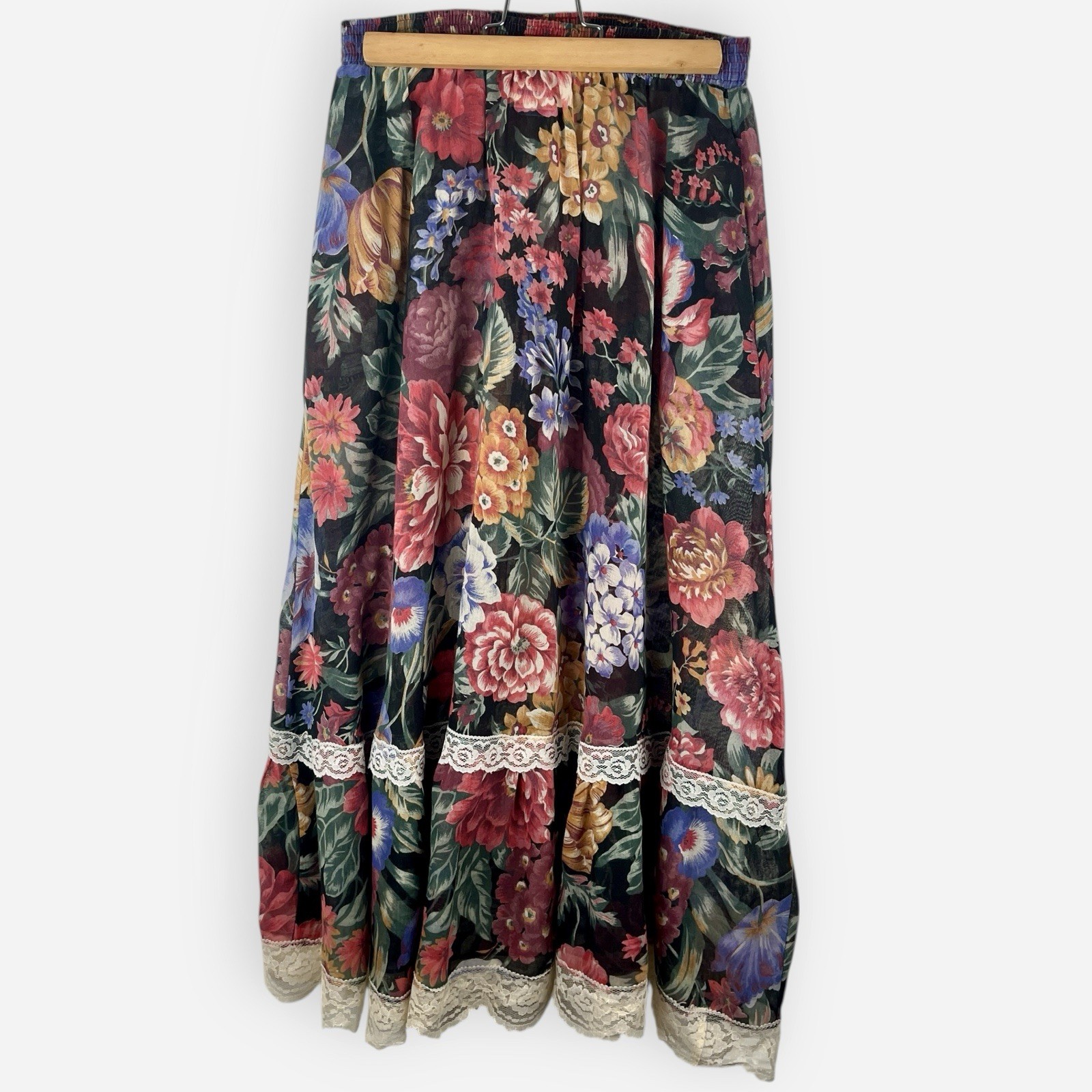 Vintage California Connection 70s 3 Piece Top Skirt Jacket Set Floral Lace Sheer