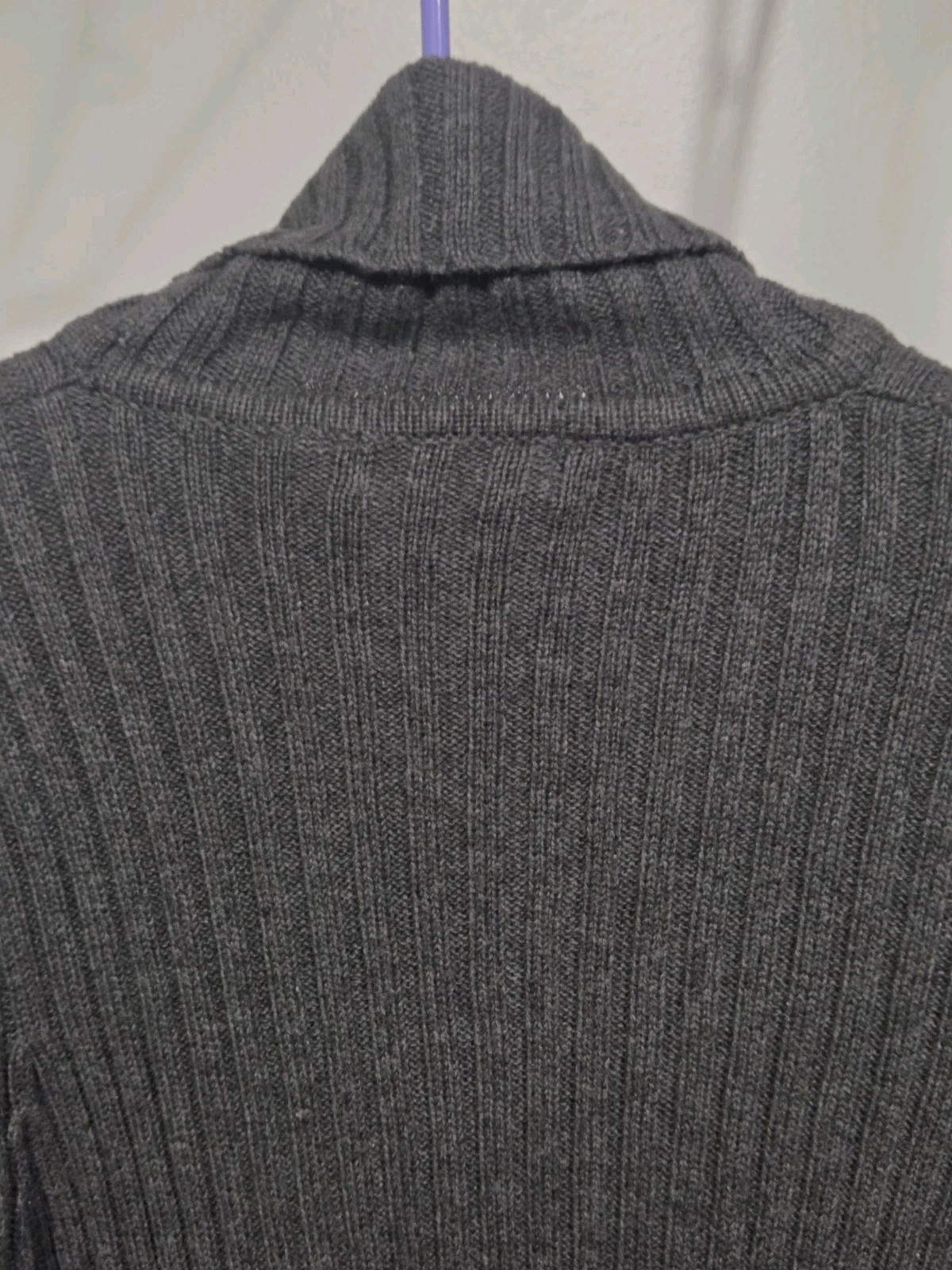 Jamie Scott Turtleneck Sweater Large Grey Womens Rib Knit 100% Cotton