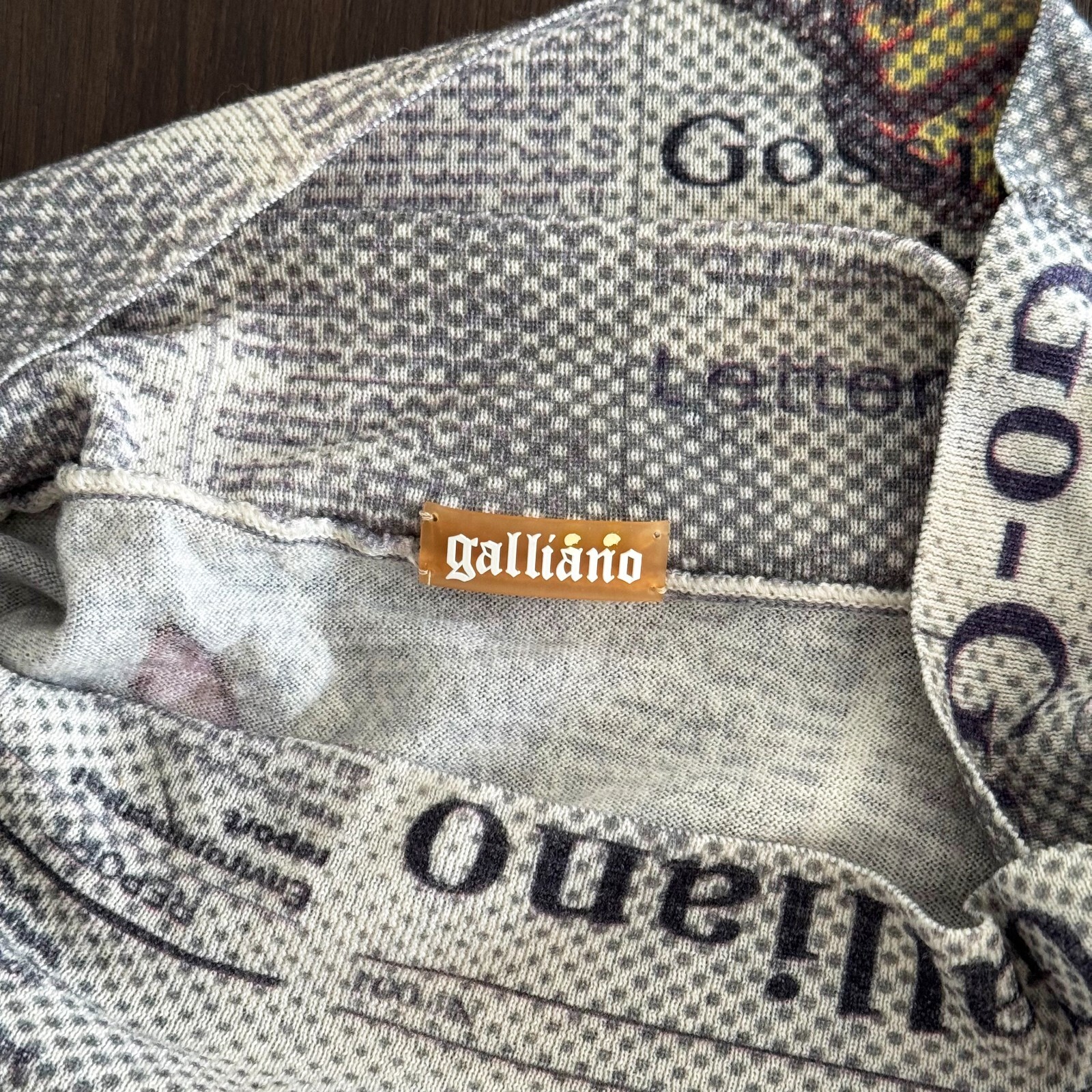 JOHN GALLIANO 2000s Gazette Newspaper Butterfly wool stretch dress print size M