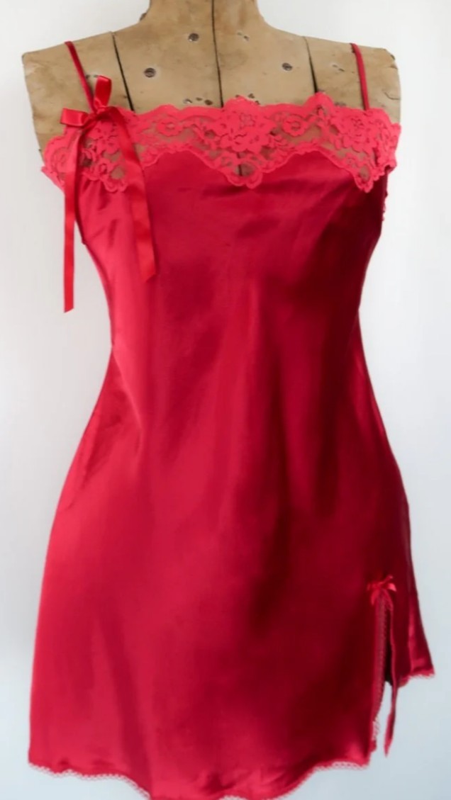 Victoria Secret 2000s Original Vintage Red Slip Dress