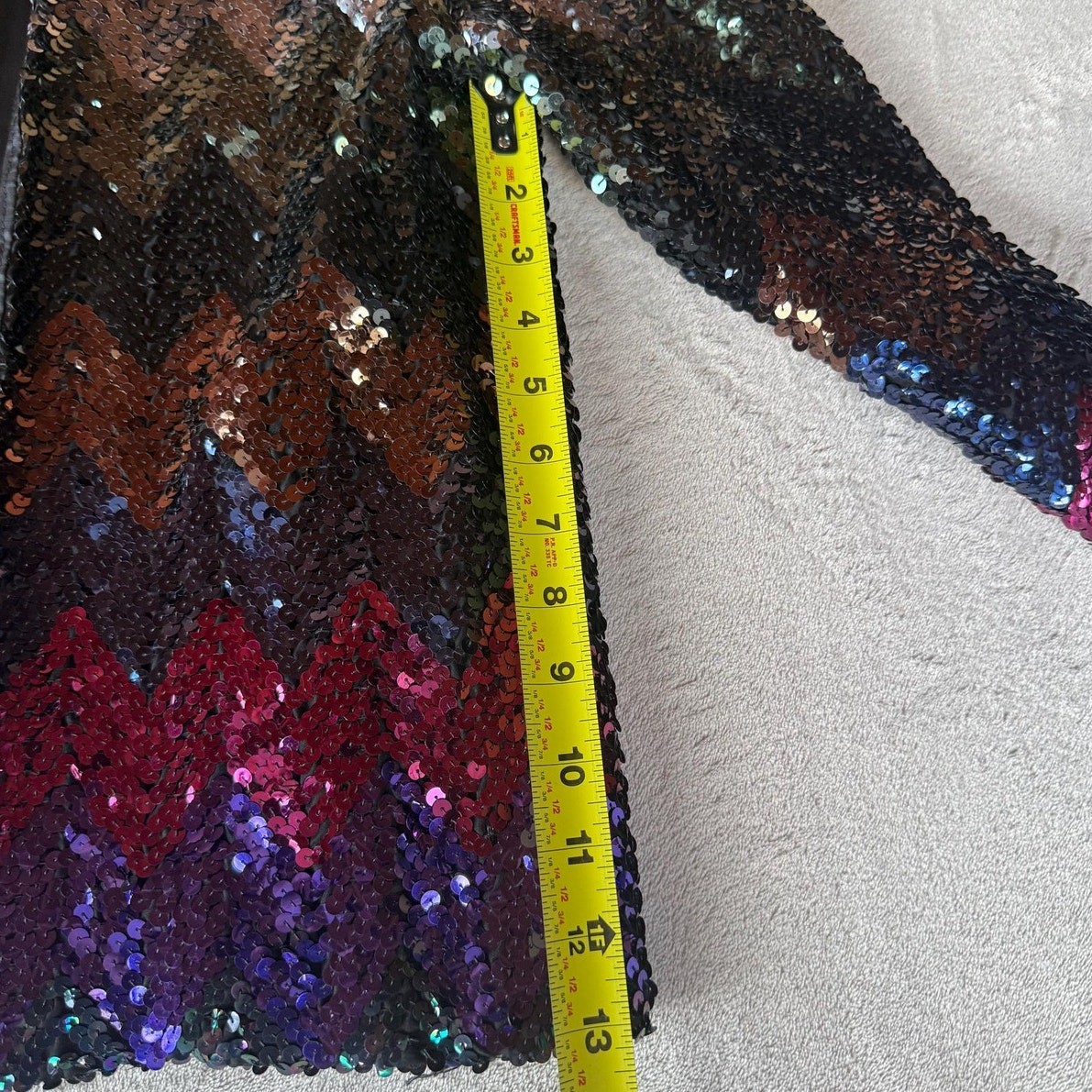 Vintage 80s Sequin Jacket Multicolor Iridescent Chevron Zigzag Evening Wear