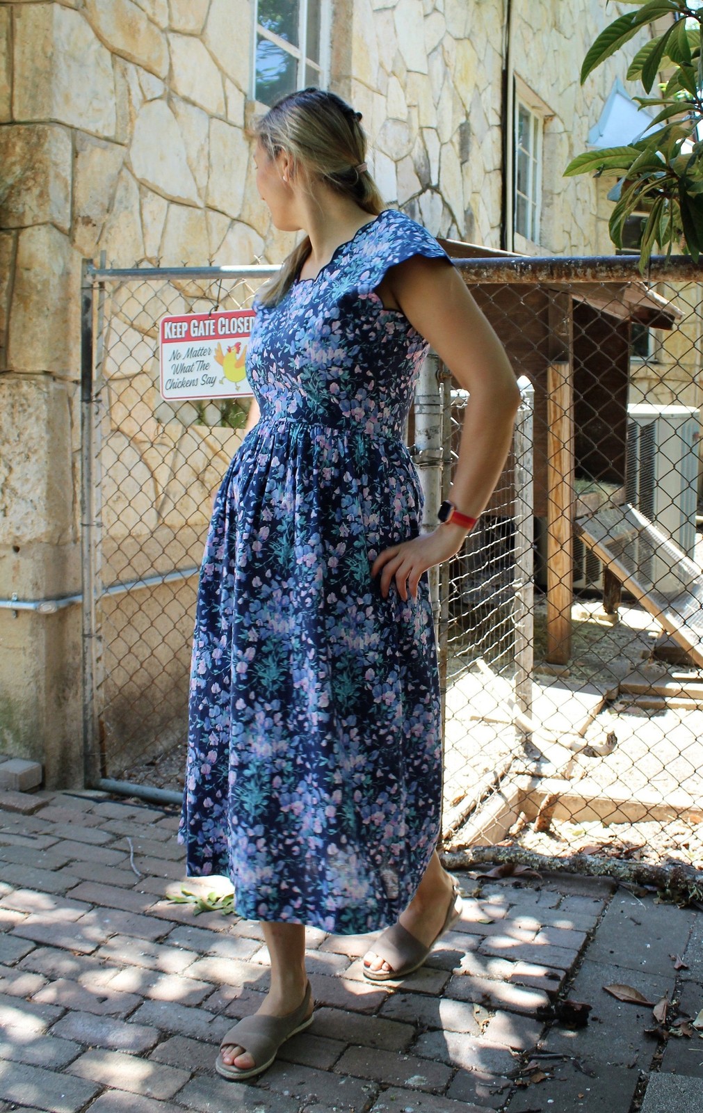 Vintage Kathryn Conover Design 1980s Floral Print Midi Dress M Women
