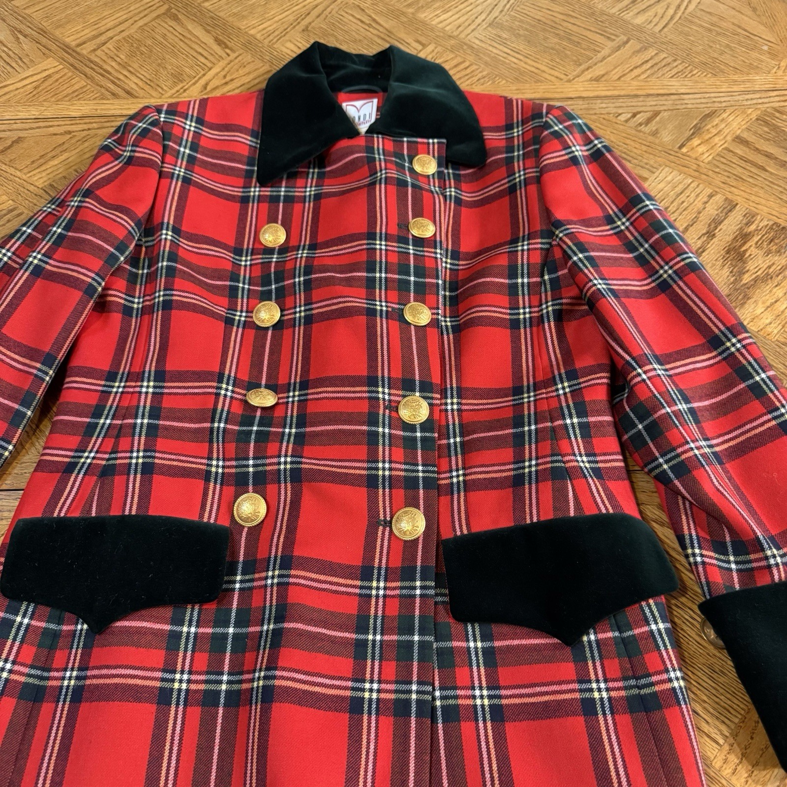 Vintage 80’s Mondi Red Tartan Set Long Blazer Size 38 Skirt Sz 40 Punk Academia
