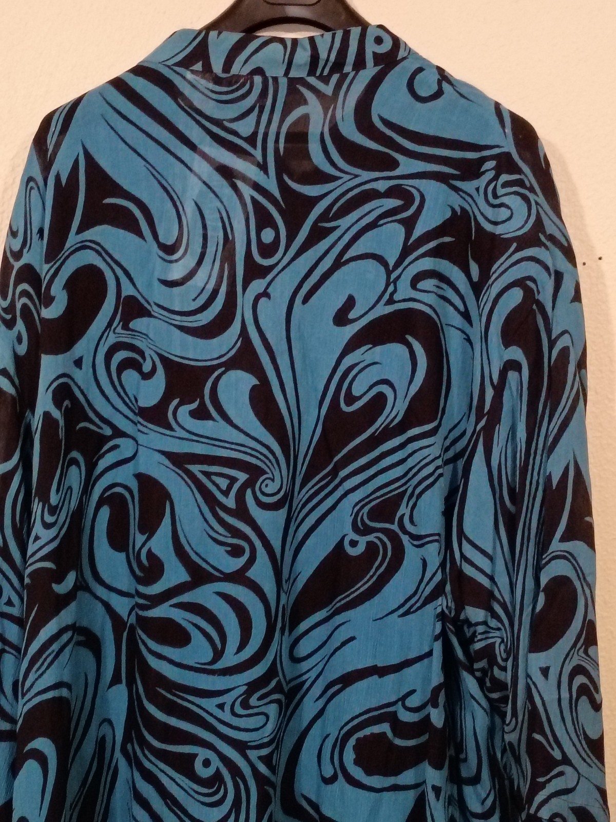 Vintage Mamta Blouse Dress Blue & Black Swirl Pattern Women’s One Size Fits All.