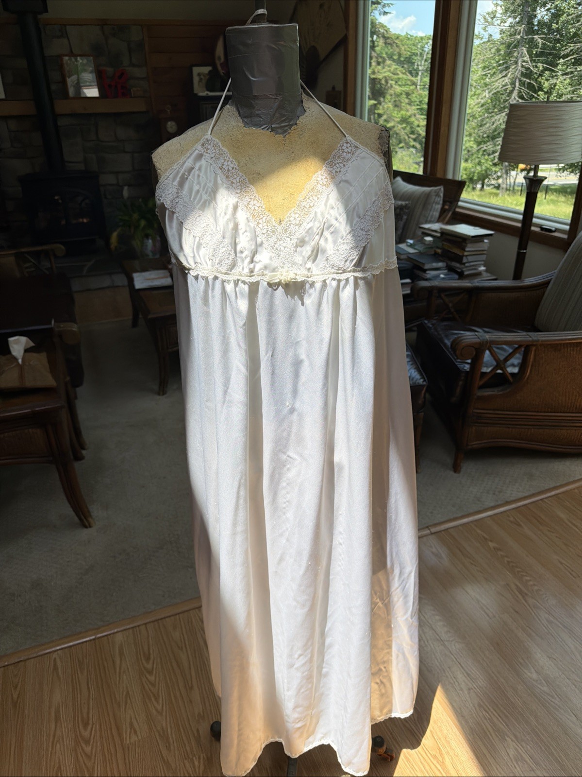 Vintage Christian Dior White Nylon & Lace Maxi Nightgown – Size 2X!
