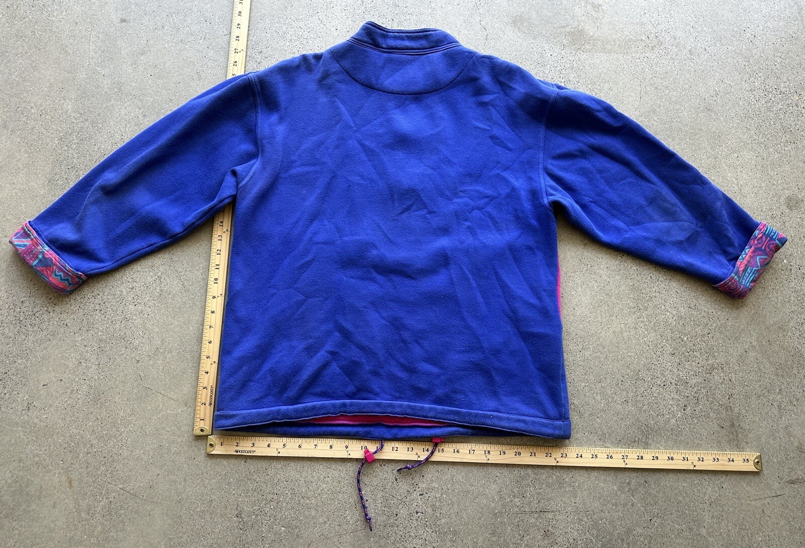 Vintage SSP Segrets Sun Prints Half Zip Blue & Pink Pullover Sweater Size M