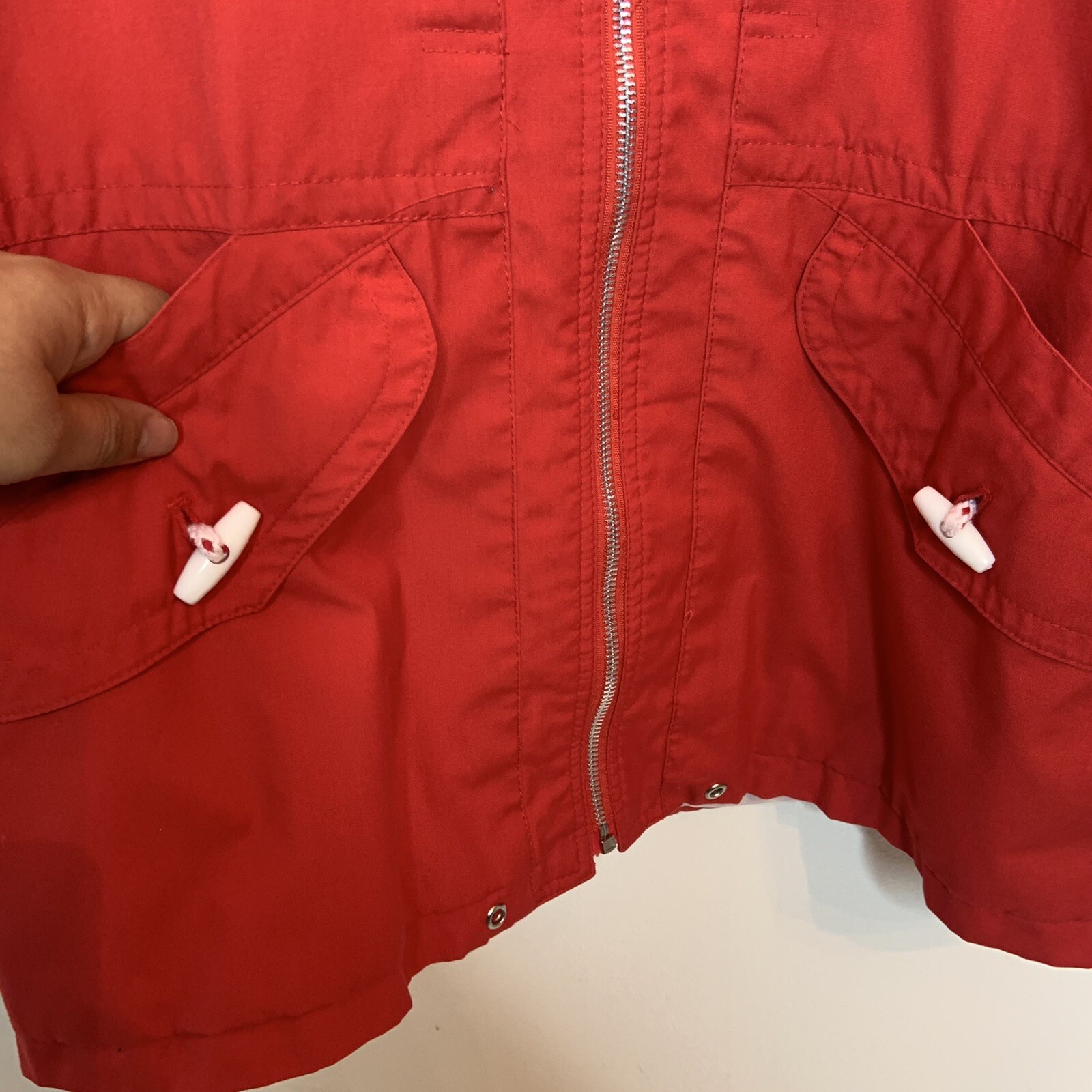 Vintage Donny Brook Nautical Sailor Red Anorak Coat Jacket Women’s Size Large