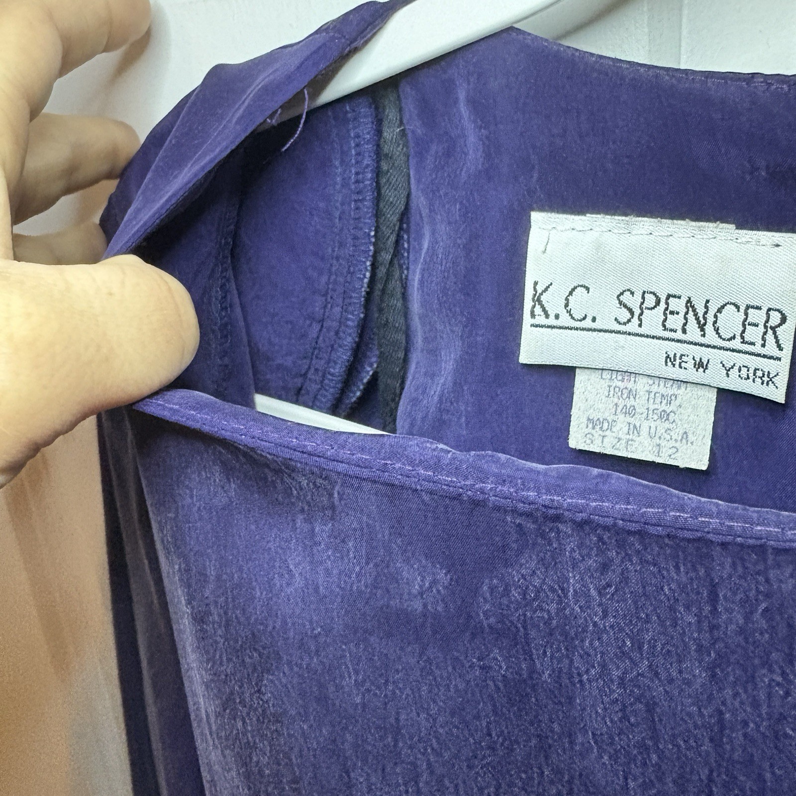 Vintage 80s K.C. Spencer Purple Bow Cocktail Dress Size 12 Made in USA
