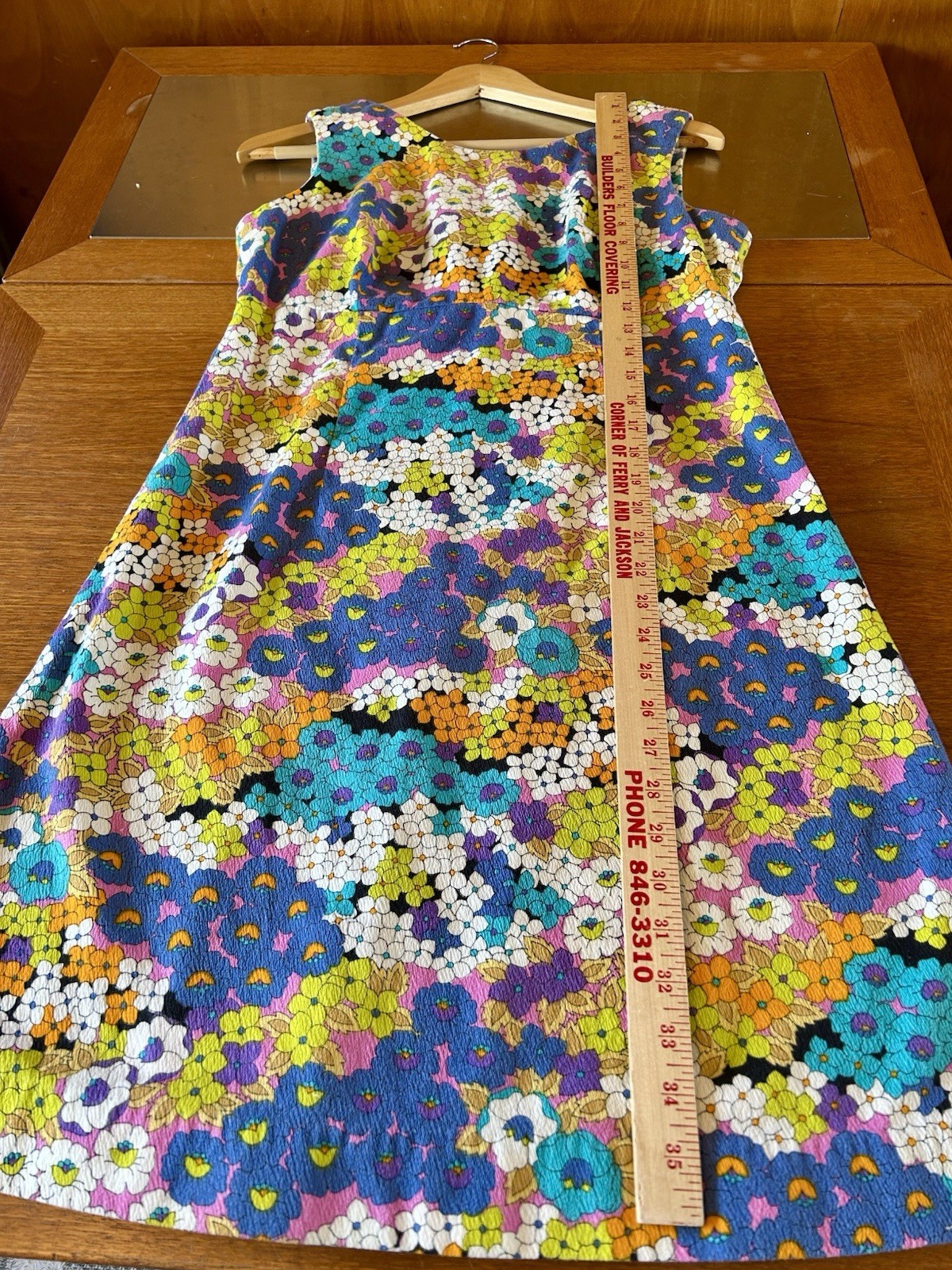 Vintage Hawaiian Dress 100% Cotton Made In Hawaii Floral Double Pleated Back