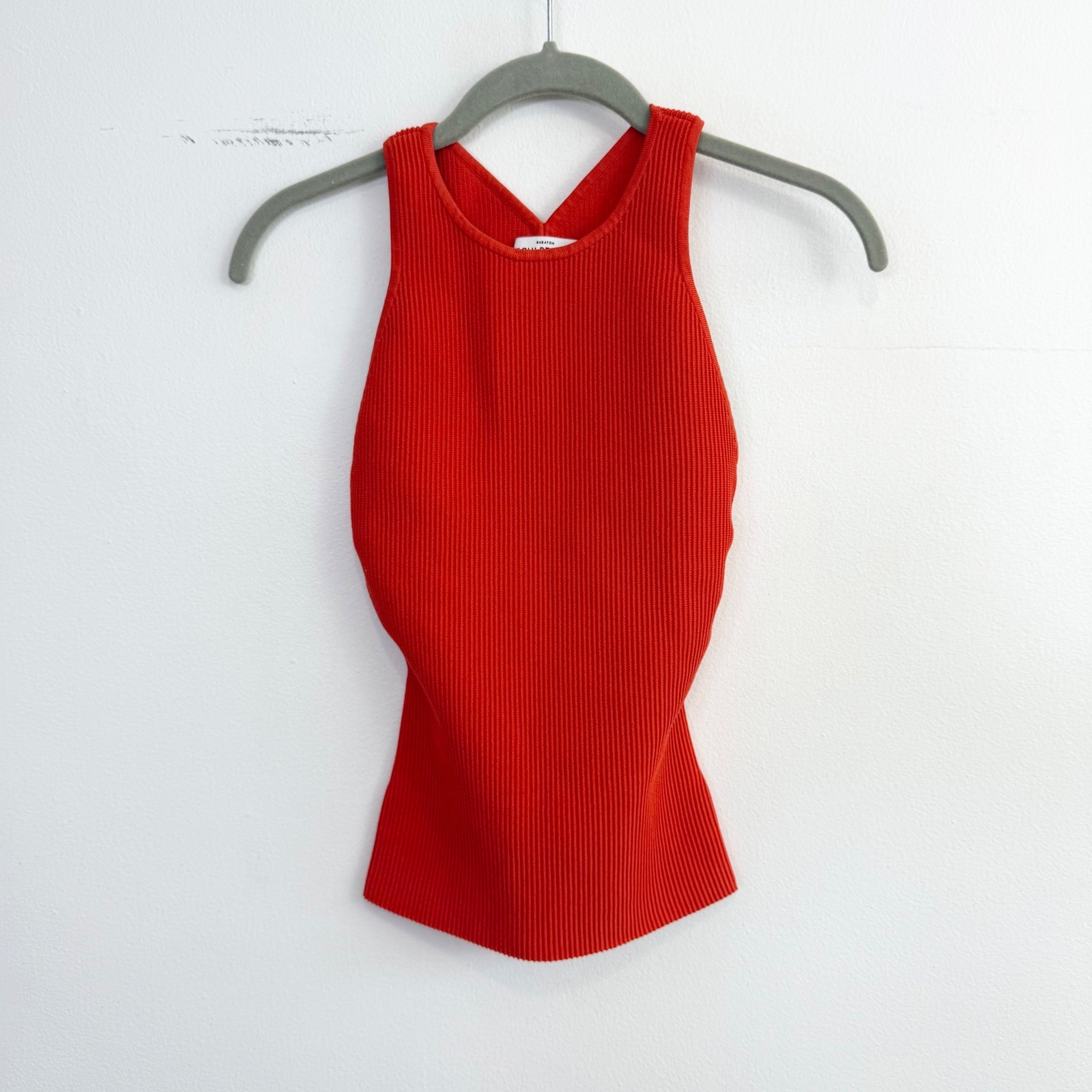 Aritzia Babaton Sculpt Knit Event Top Hot Cheeky Orange Open Back Size S